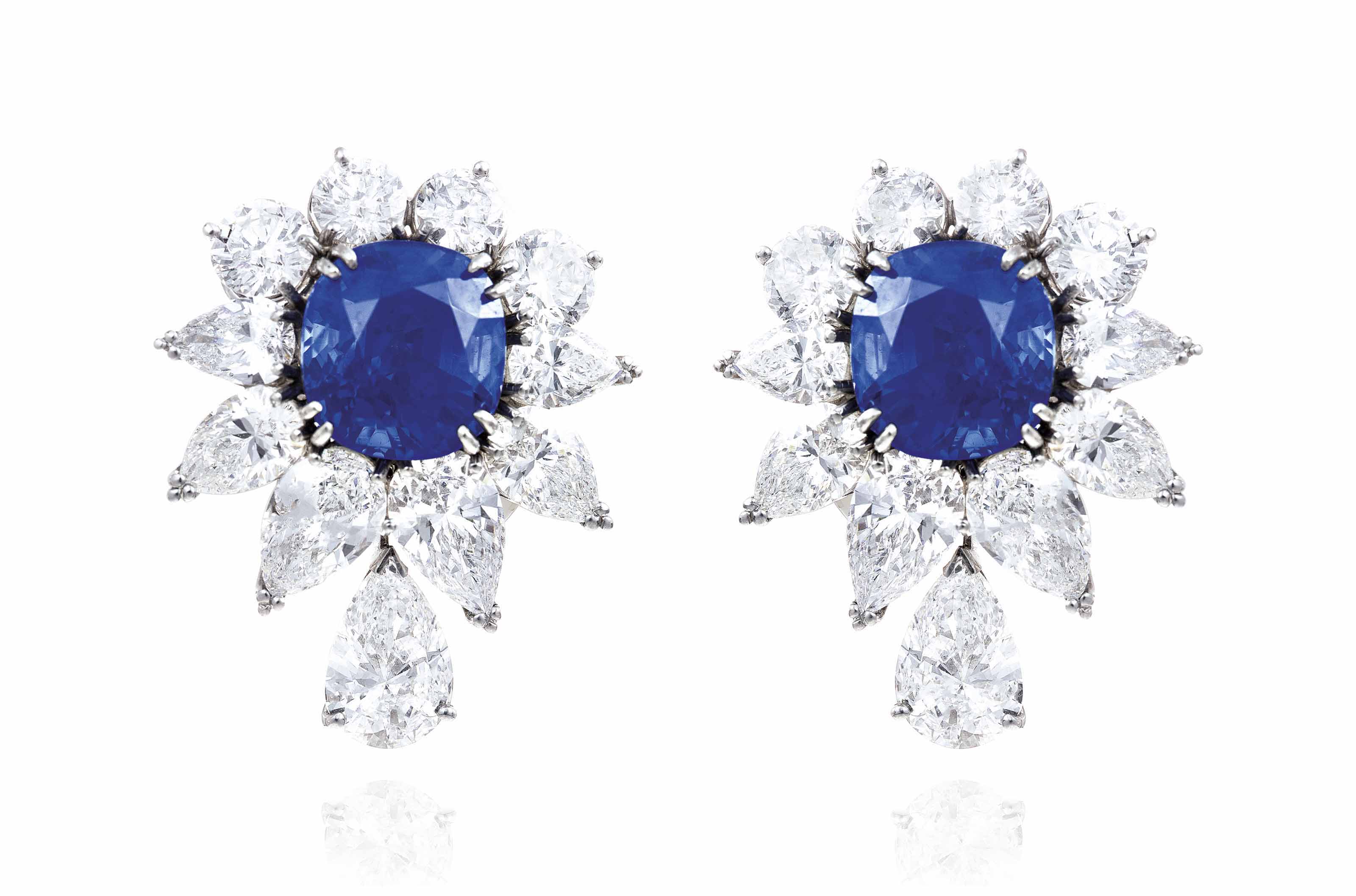 SAPPHIRE AND DIAMOND EARRINGS, CARTIER