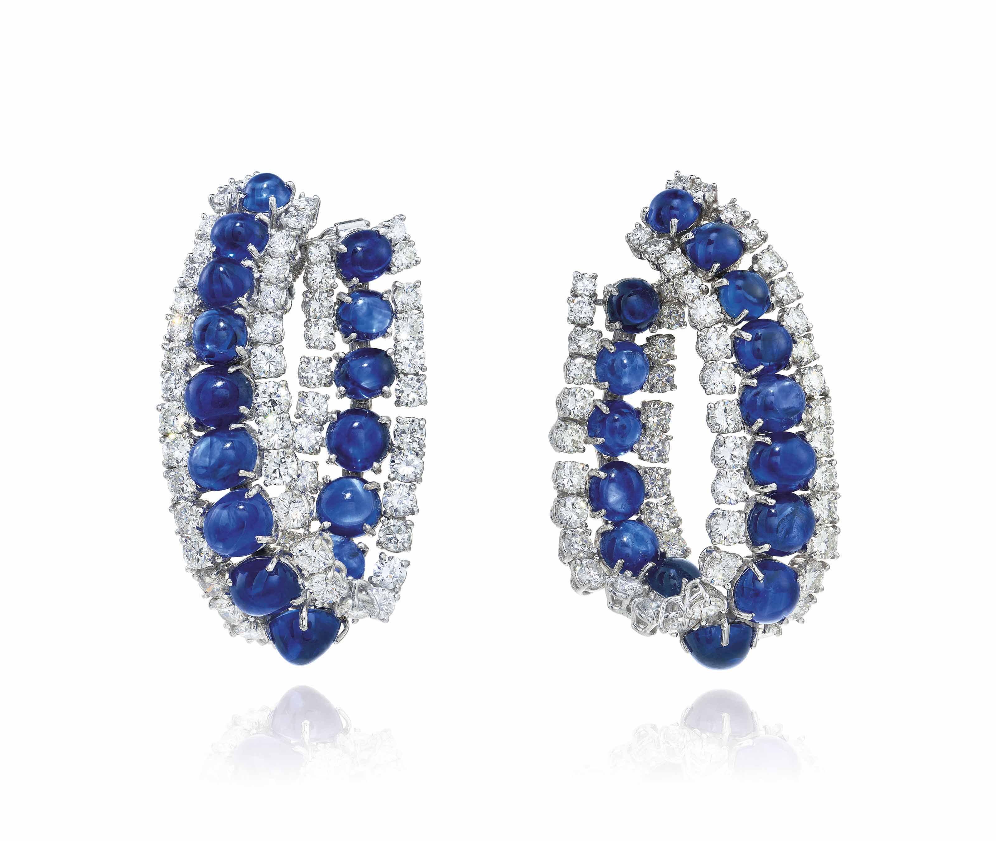 SAPPHIRE AND DIAMOND EARRINGS, HARRY WINSTON Christie's