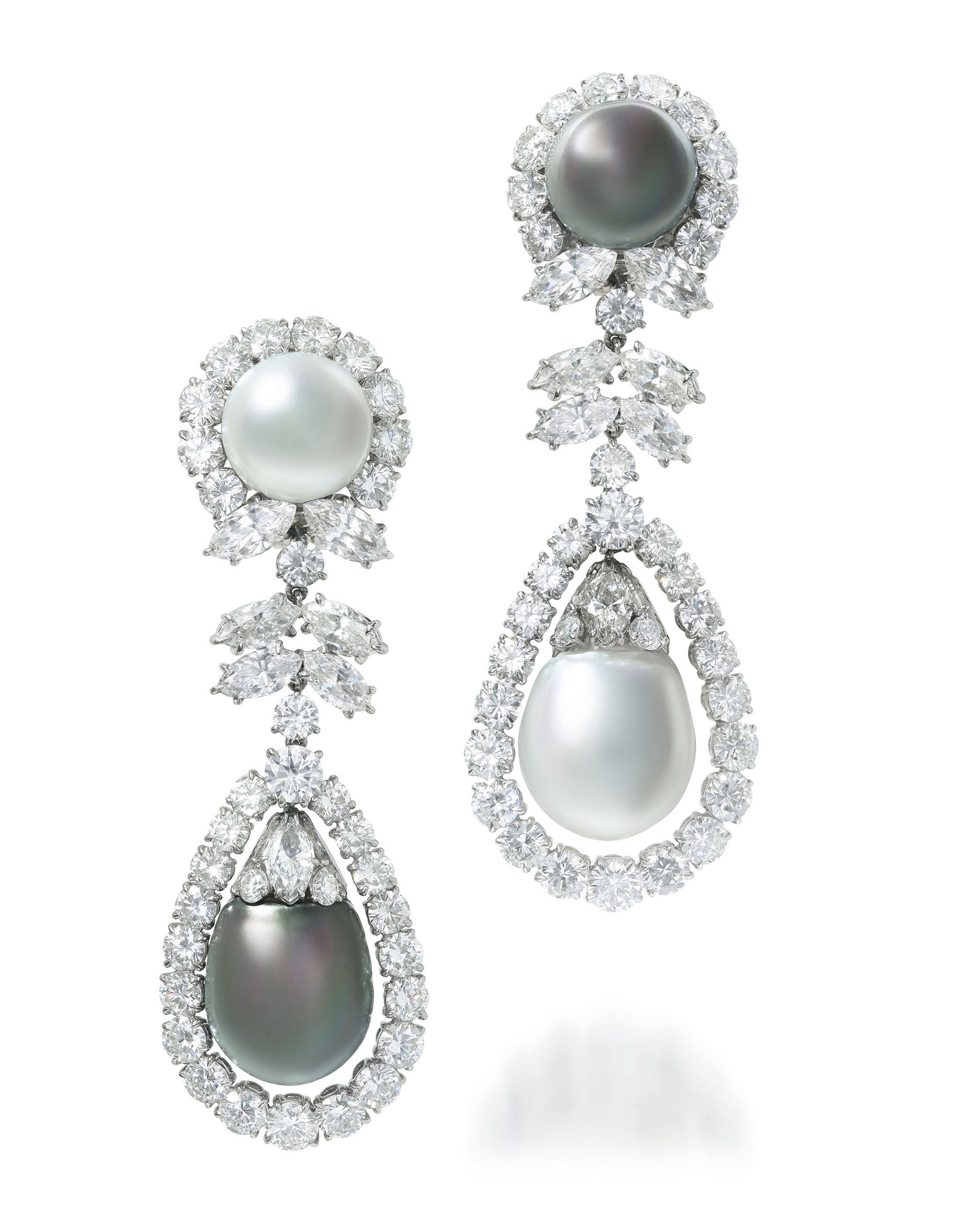 Black pearl and diamond earrings clearance