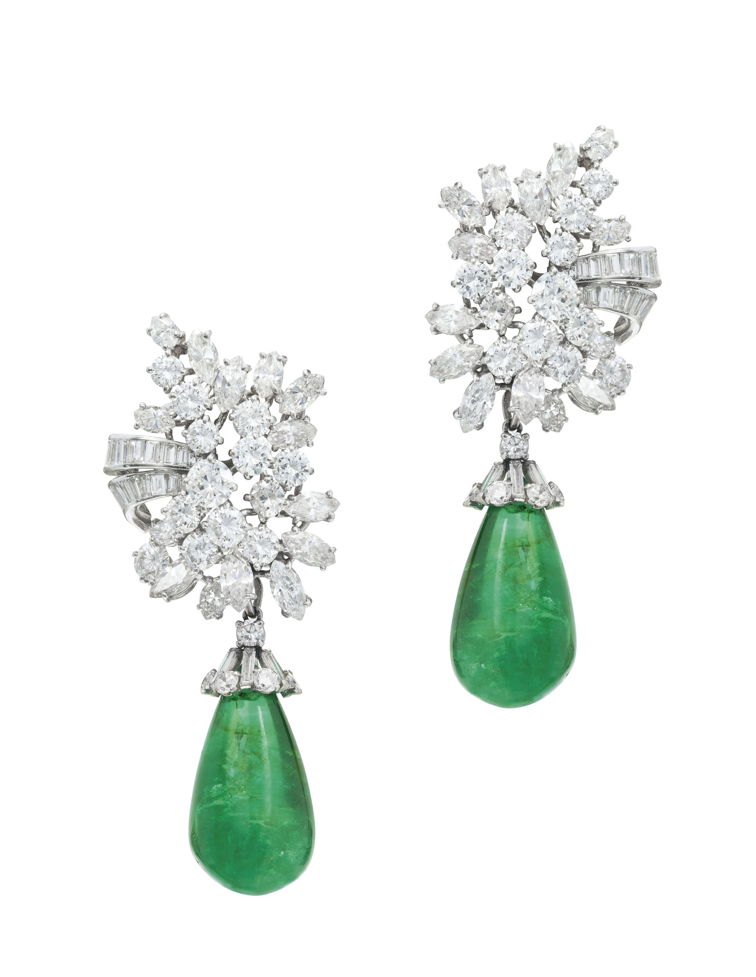 EMERALD AND DIAMOND EARRINGS, MOUNT BY CARTIER