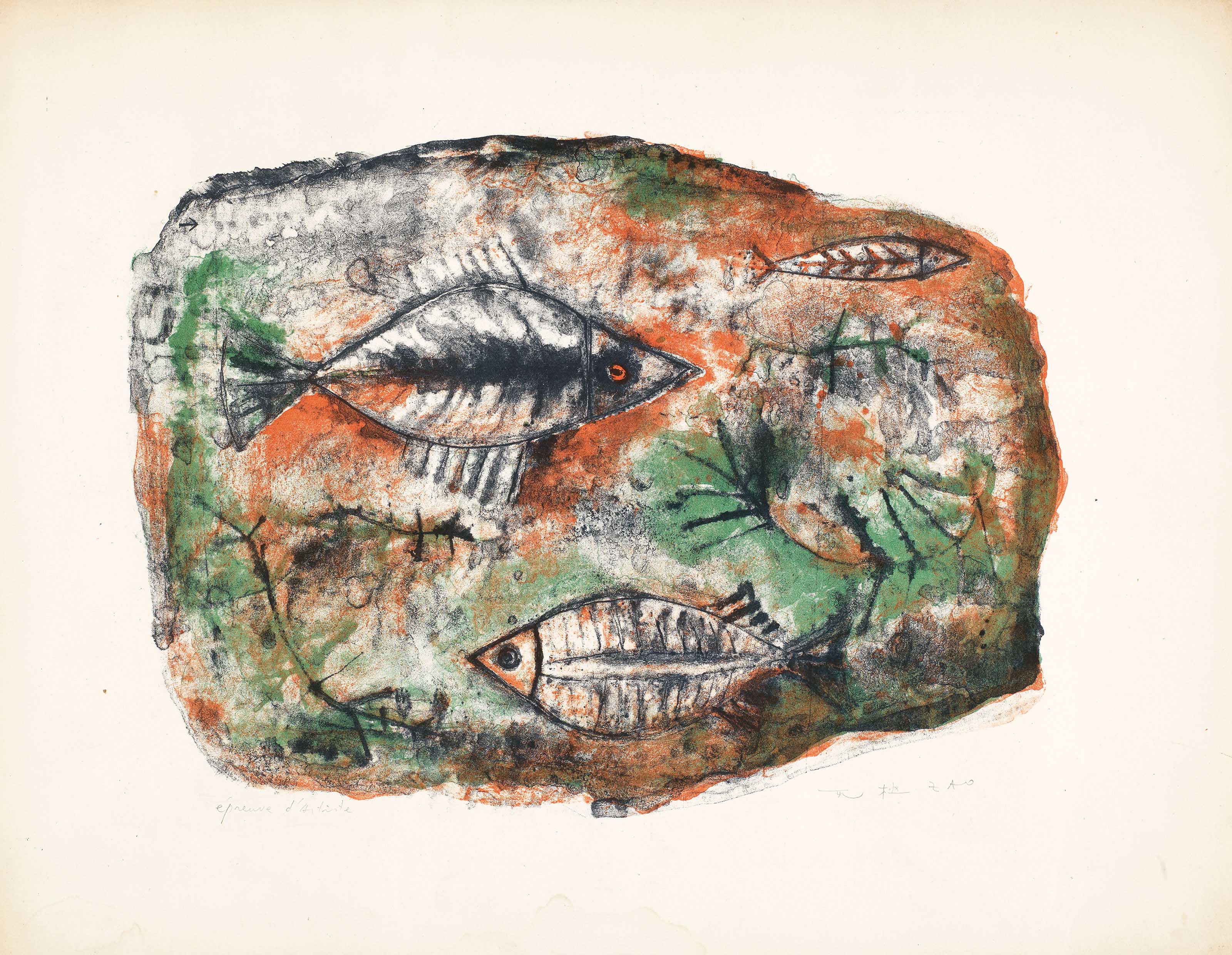 Zao Wou-Ki (1920-2013), Untitled, 1950. Paper: 32.5 x 41.5  cm, 12&frac34; x 16⅜  in. Sold for HK$32,500 on 25 November 2018 at Christie’s in Hong Kong