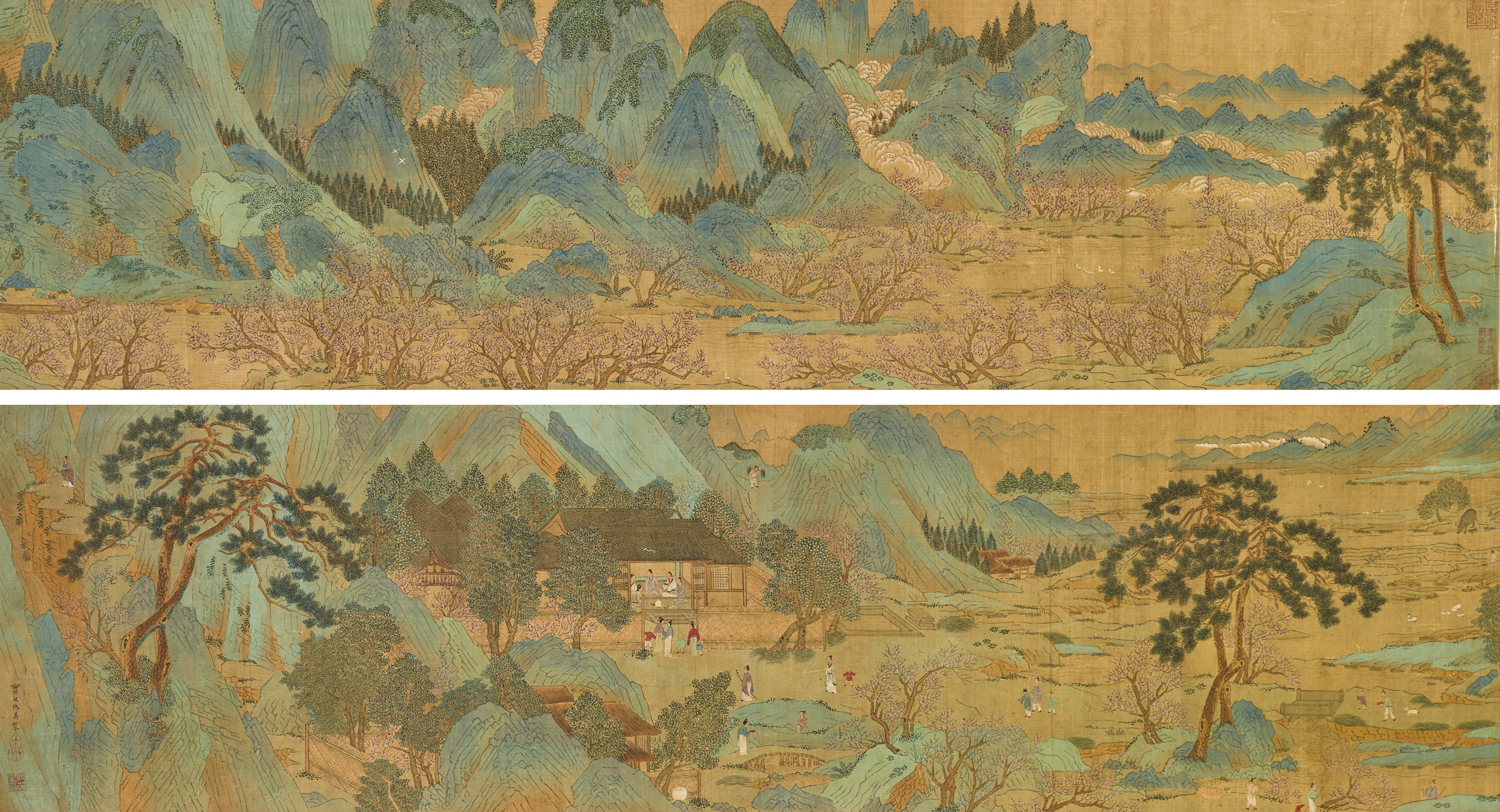With Signature Of Qiu Ying 17th 18th Century Peach Blossoms