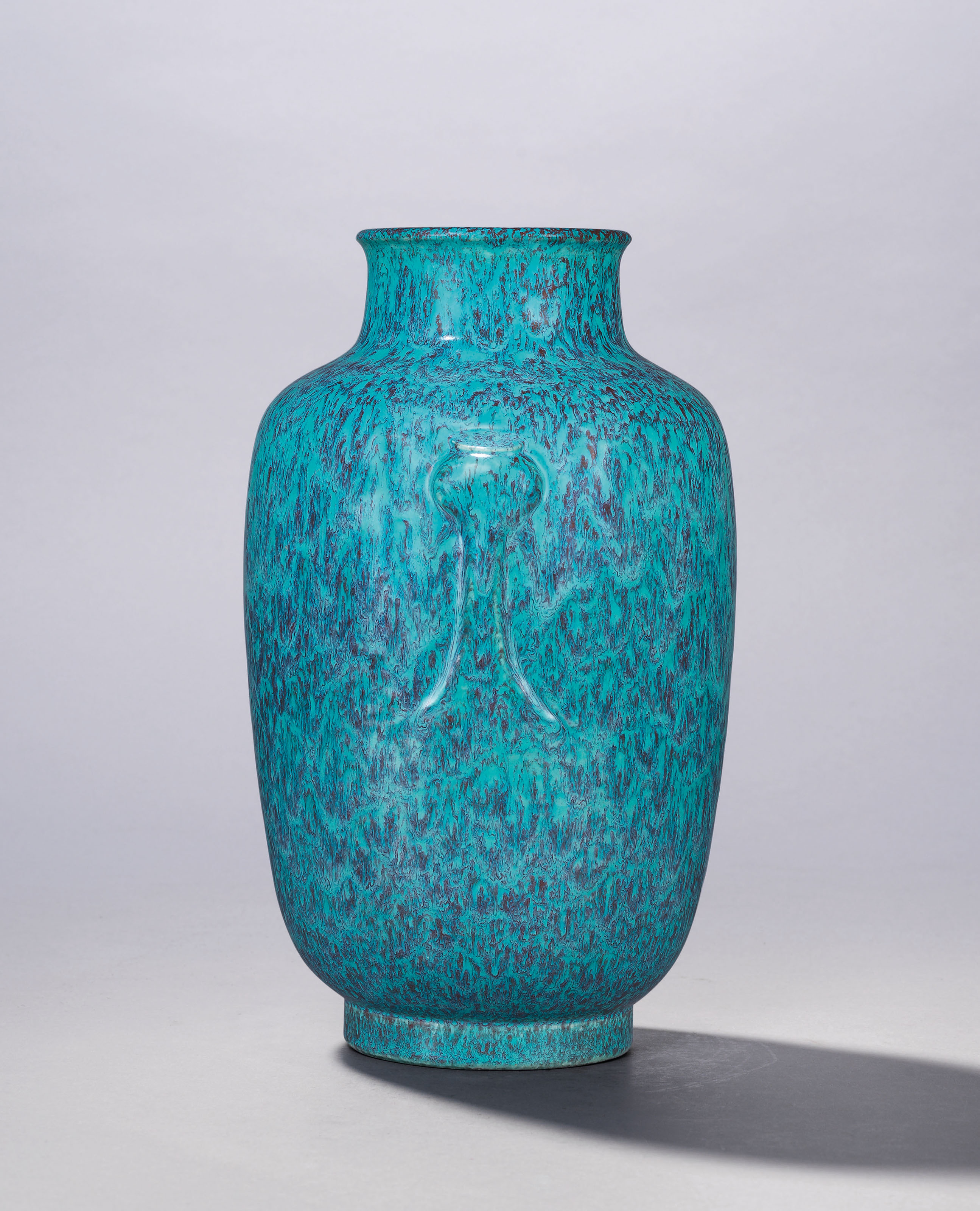 A Fine Peacock Feather Glazed Lantern Vase Qianlong Incised Six
