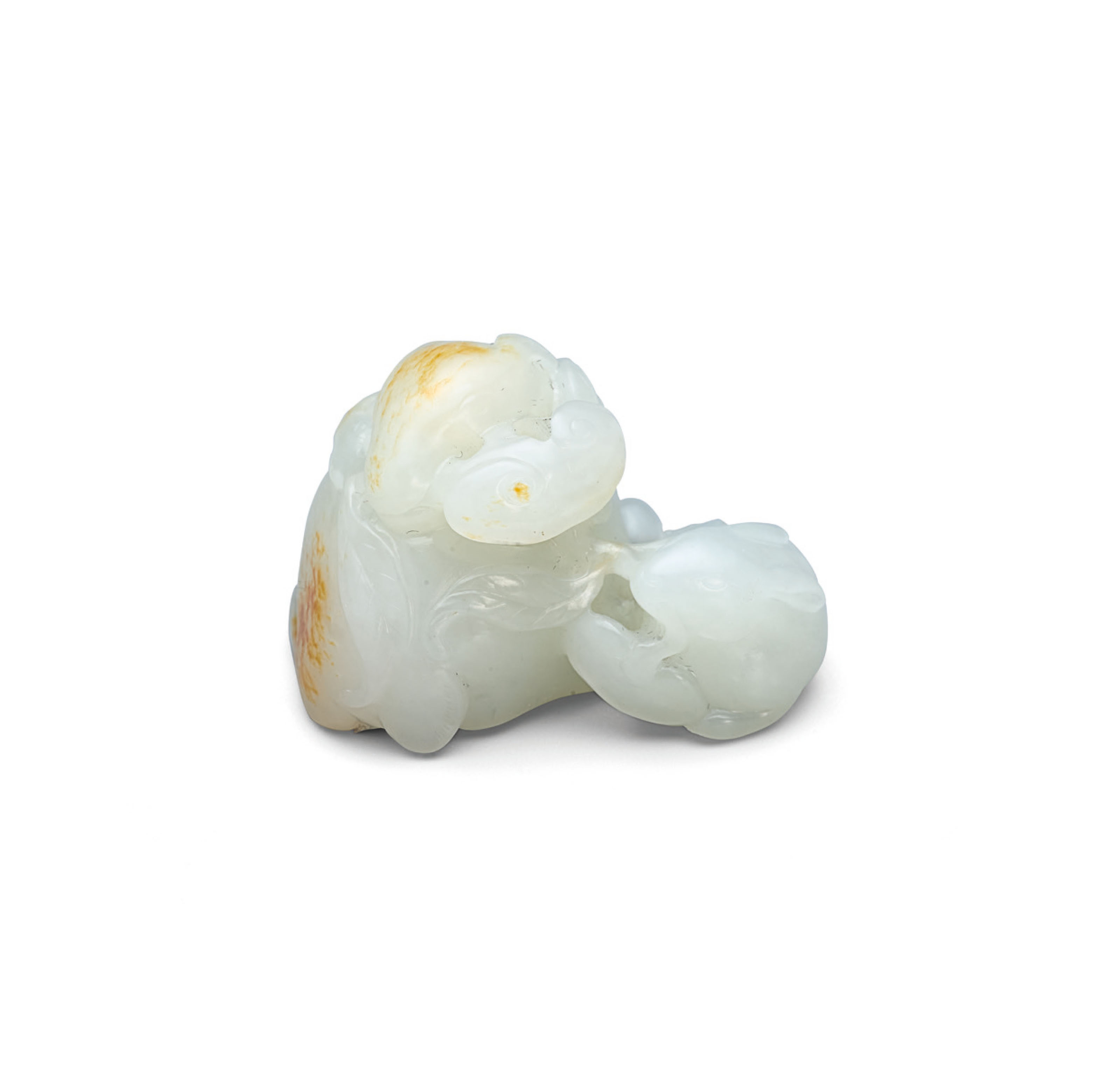 A WHITE JADE ‘RABBITS AND LINGZHI’ CARVING , QING DYNASTY (16441911