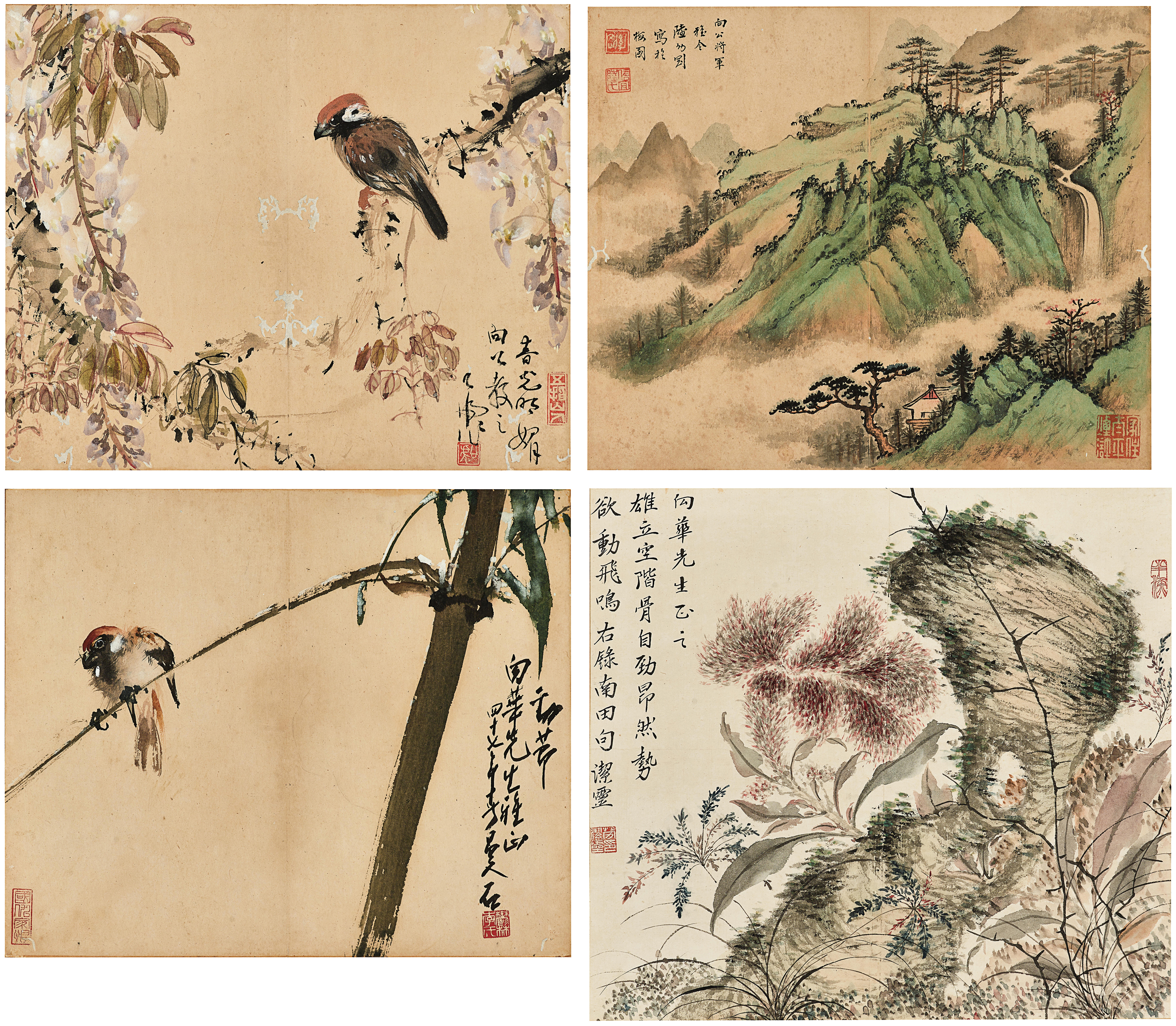 紙本花鳥冊頁 明藍瑛畫花鳥冊梅花文鳥- 故宮