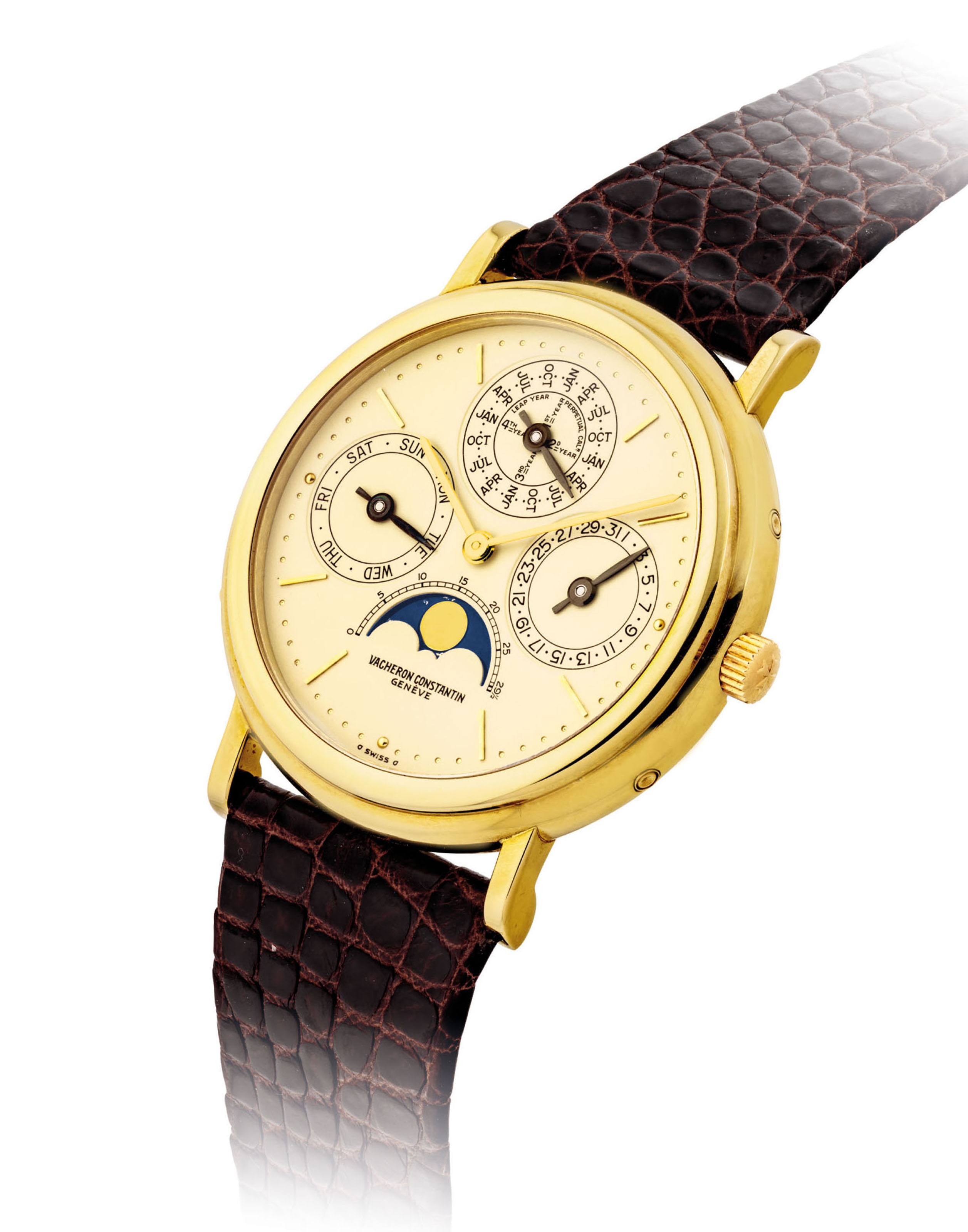 VACHERON CONSTANTIN. A FINE 18K GOLD AUTOMATIC PERPETUAL CALENDAR