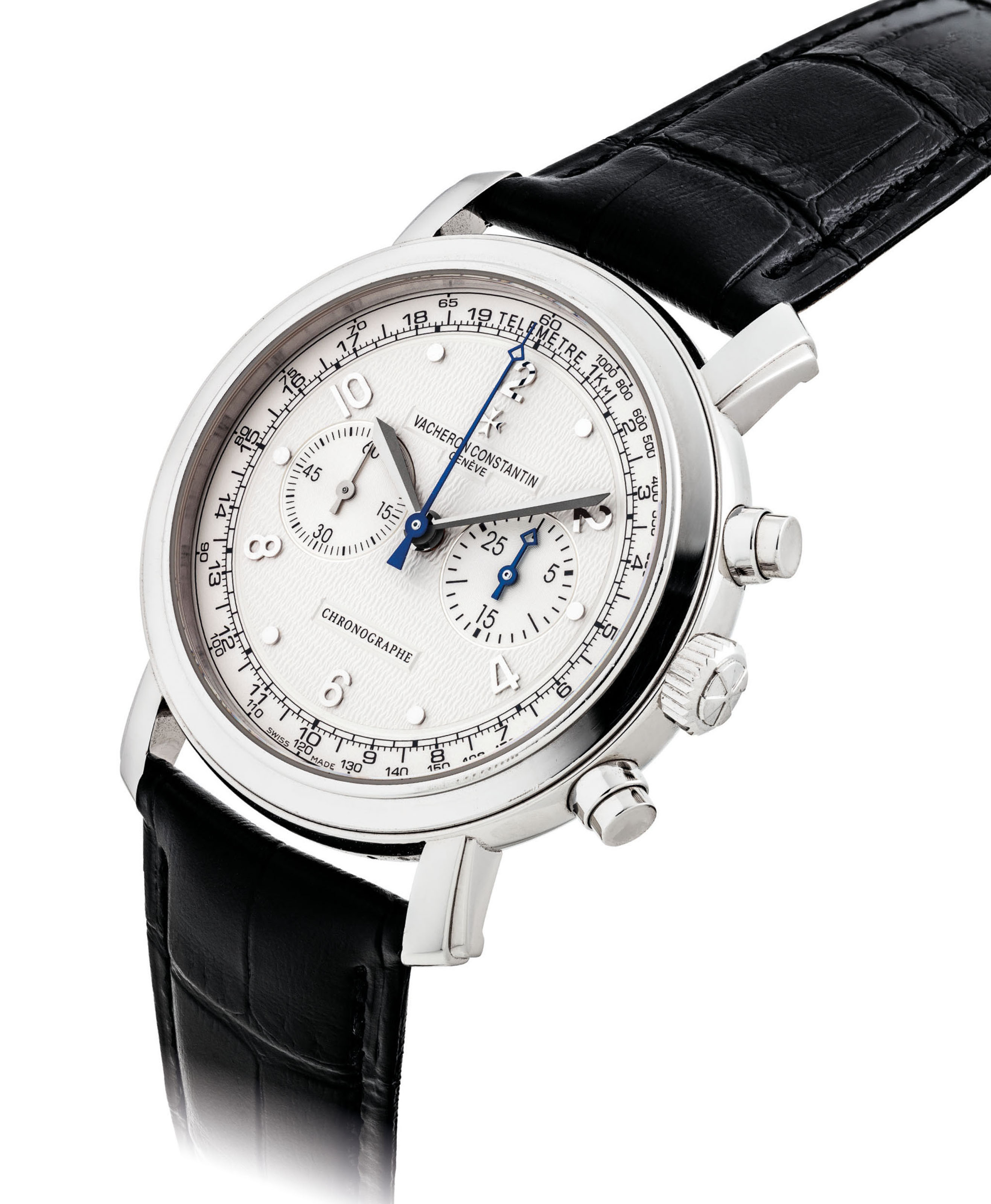 VACHERON CONSTANTIN. AN 18K WHITE GOLD CHRONOGRAPH WRISTWATCH WITH ...