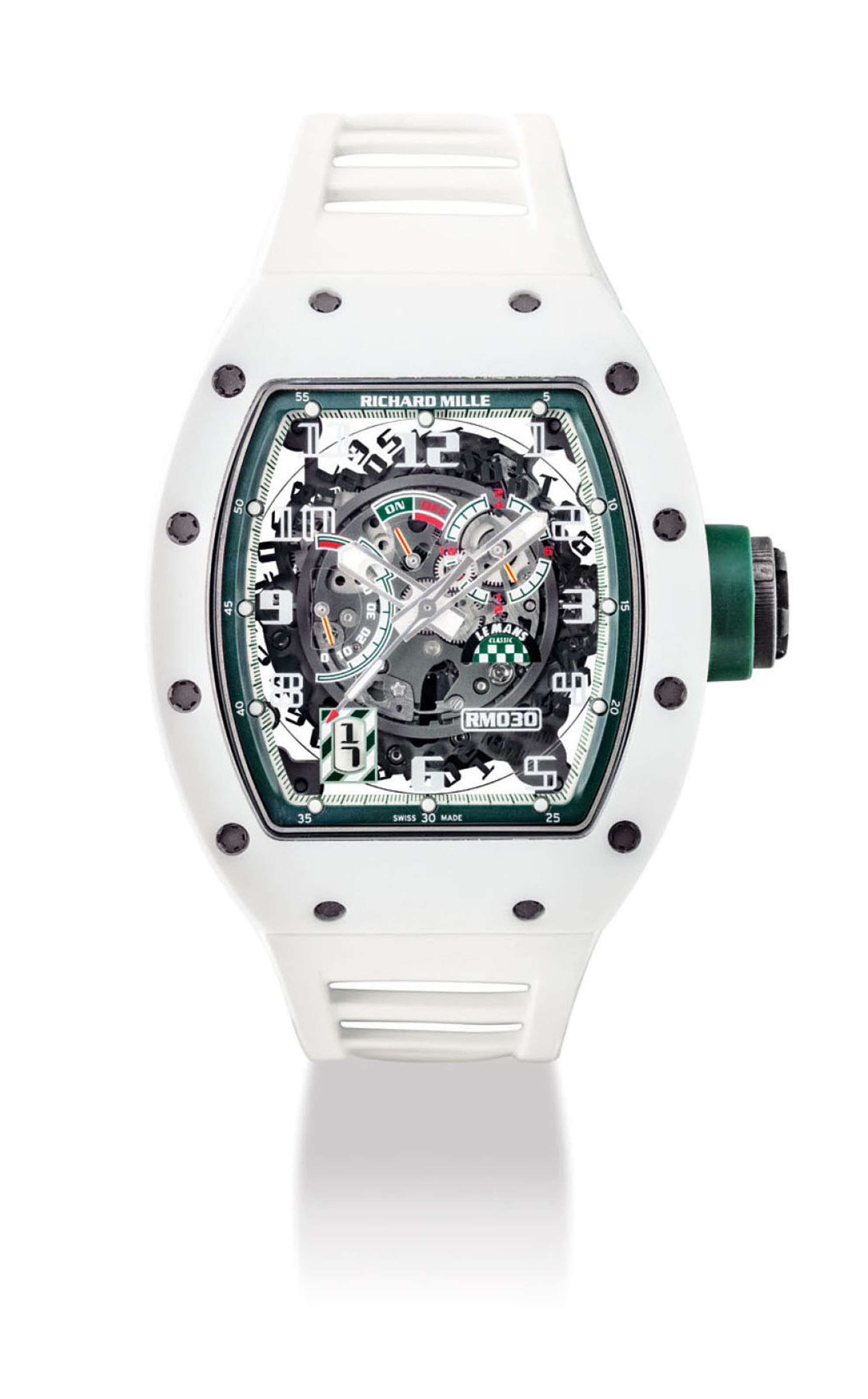 RICHARD MILLE. A FINE AND RARE WHITE CERAMIC AND TITANIUM LIMITED