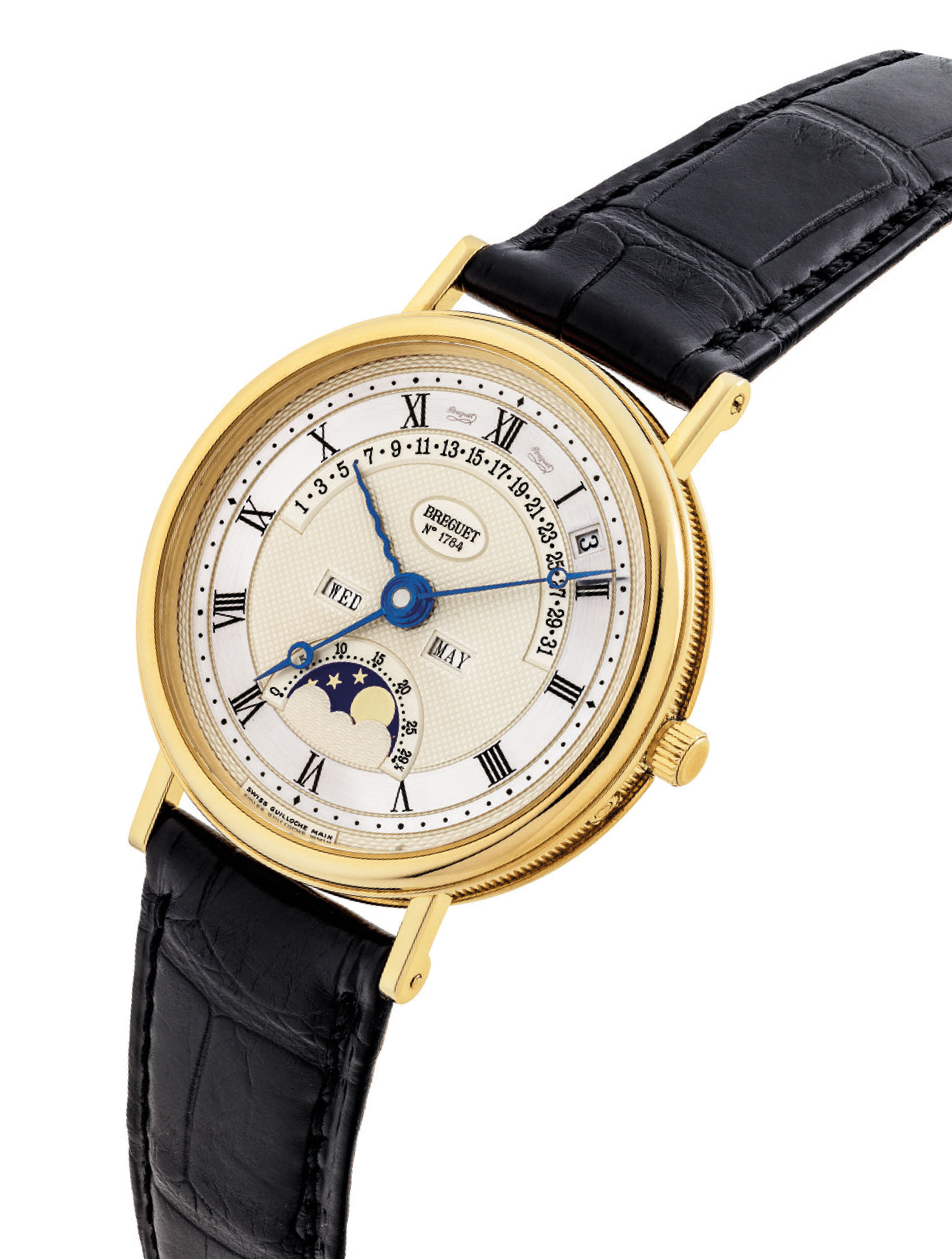 BREGUET. A FINE 18K PINK GOLD AUTOMATIC PERPETUAL CALENDAR WRISTWATCH
