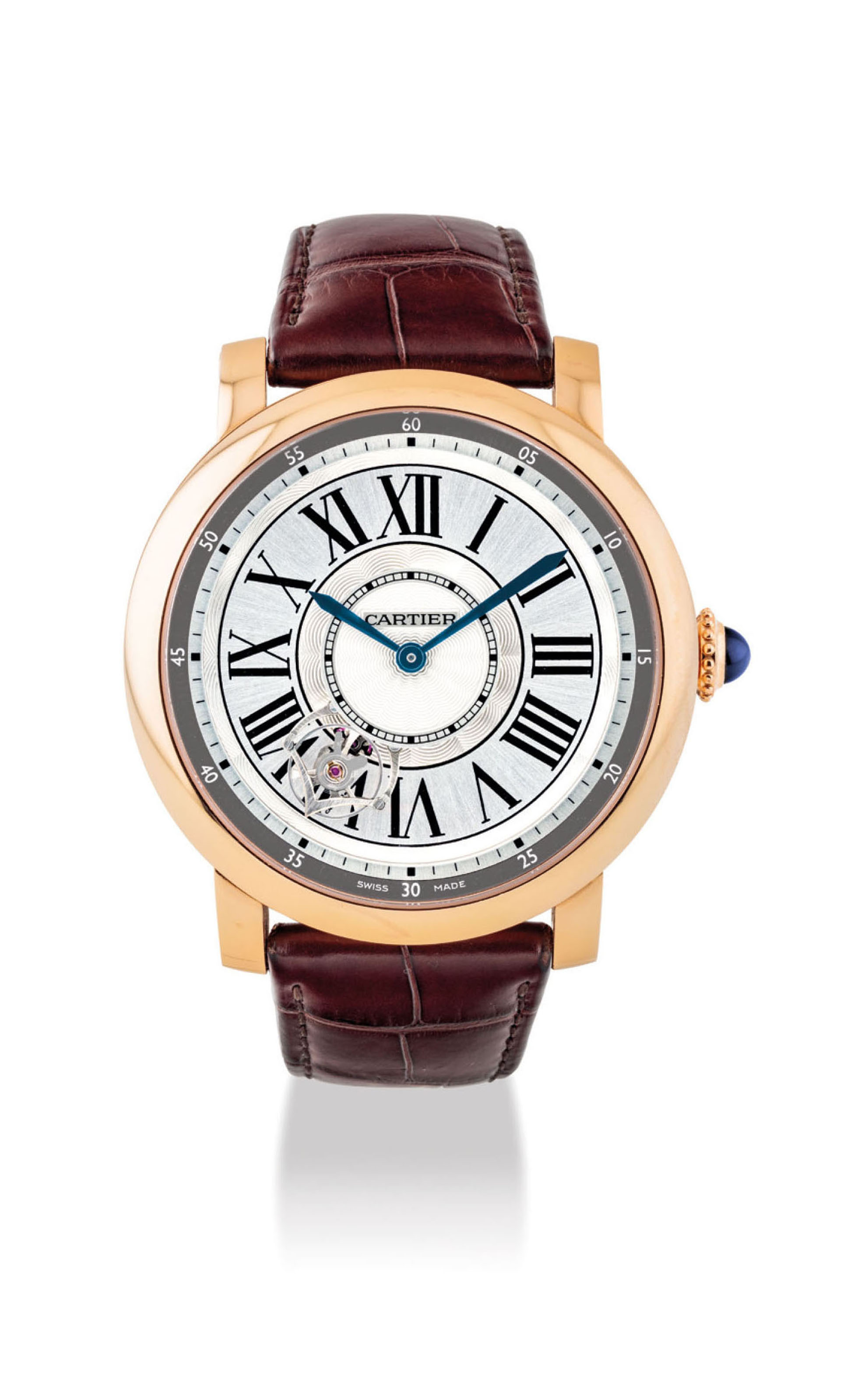 Cartier A Very Fine 18k Pink Gold Rotating Tourbillon Wristwatch