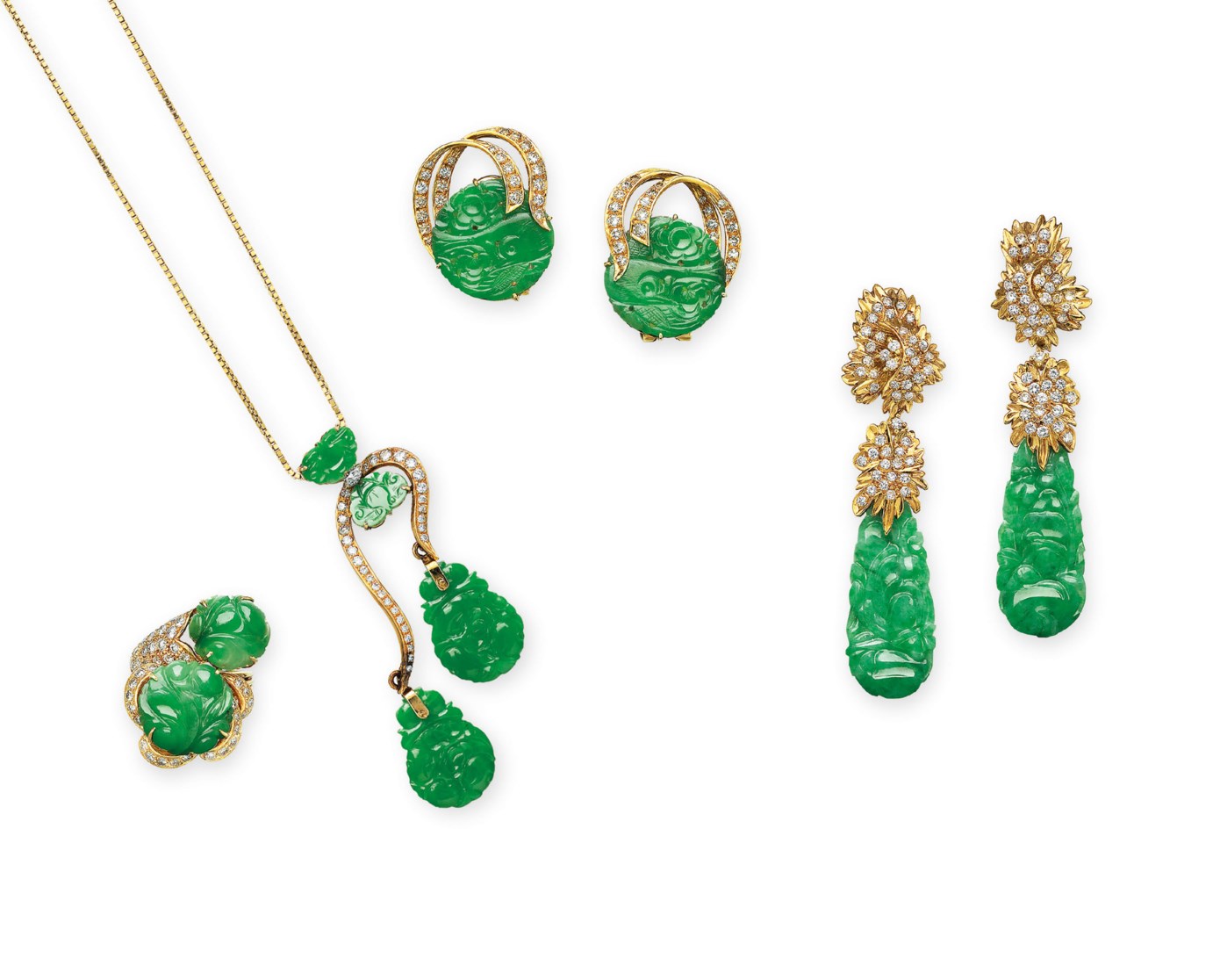 GROUP OF JADEITE AND DIAMOND JEWELLERY Christie's