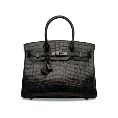 A rare, matte black niloticus crocodile So Black Birkin 30 with black hardware, Hermès, 2010. 30 w x 22 h x 15 d cm. Estimate HK$400,000-500,000. Offered in Handbags & Accessories  on 30 May at Christie’s in Hong Kong
Crocodile meets the So Black series in this elegant beauty — rarity, squared.


    .captiondesc { font-family LyonRegular, Arial, Helvetica,