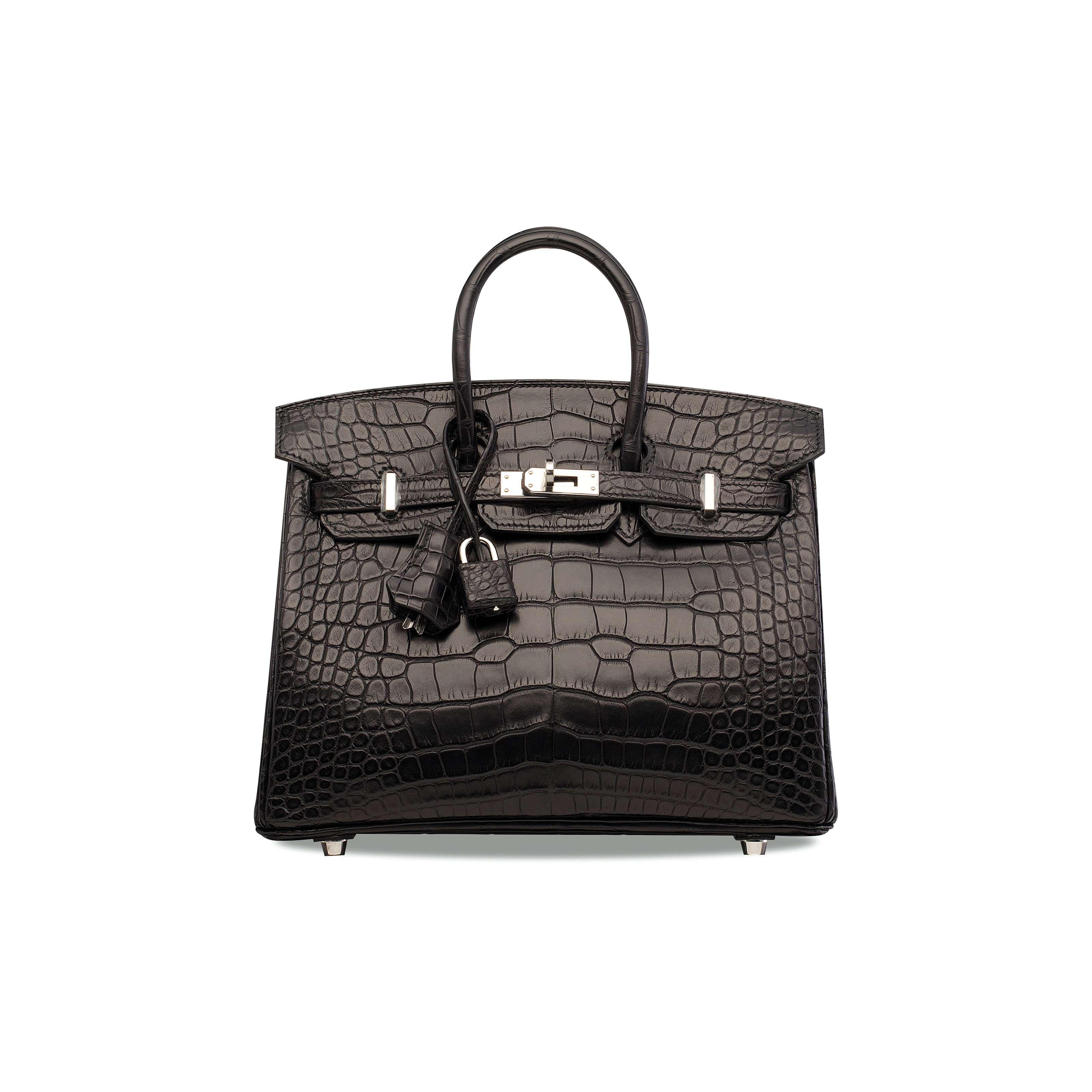 Hermes Shiny Porosus Crocodile Skin Birkin 35 W Palladium HW in Black