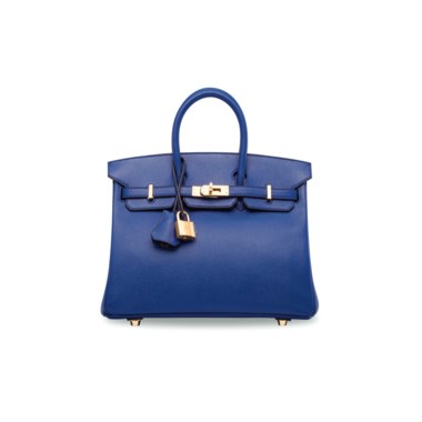 A bleu électrique epsom leather Birkin 25 with gold hardware, Hermès, 2016. 25 w x 20 h x 13 d cm. Estimate HK$60,000-80,000. Offered in Handbags & Accessories  on 30 May at Christie’s in Hong Kong
A mini with rich tones that contrast with luminous hardware — sure to stun in any setting, formal or otherwise.


    .captiondesc { font-family LyonRegular, Arial,
