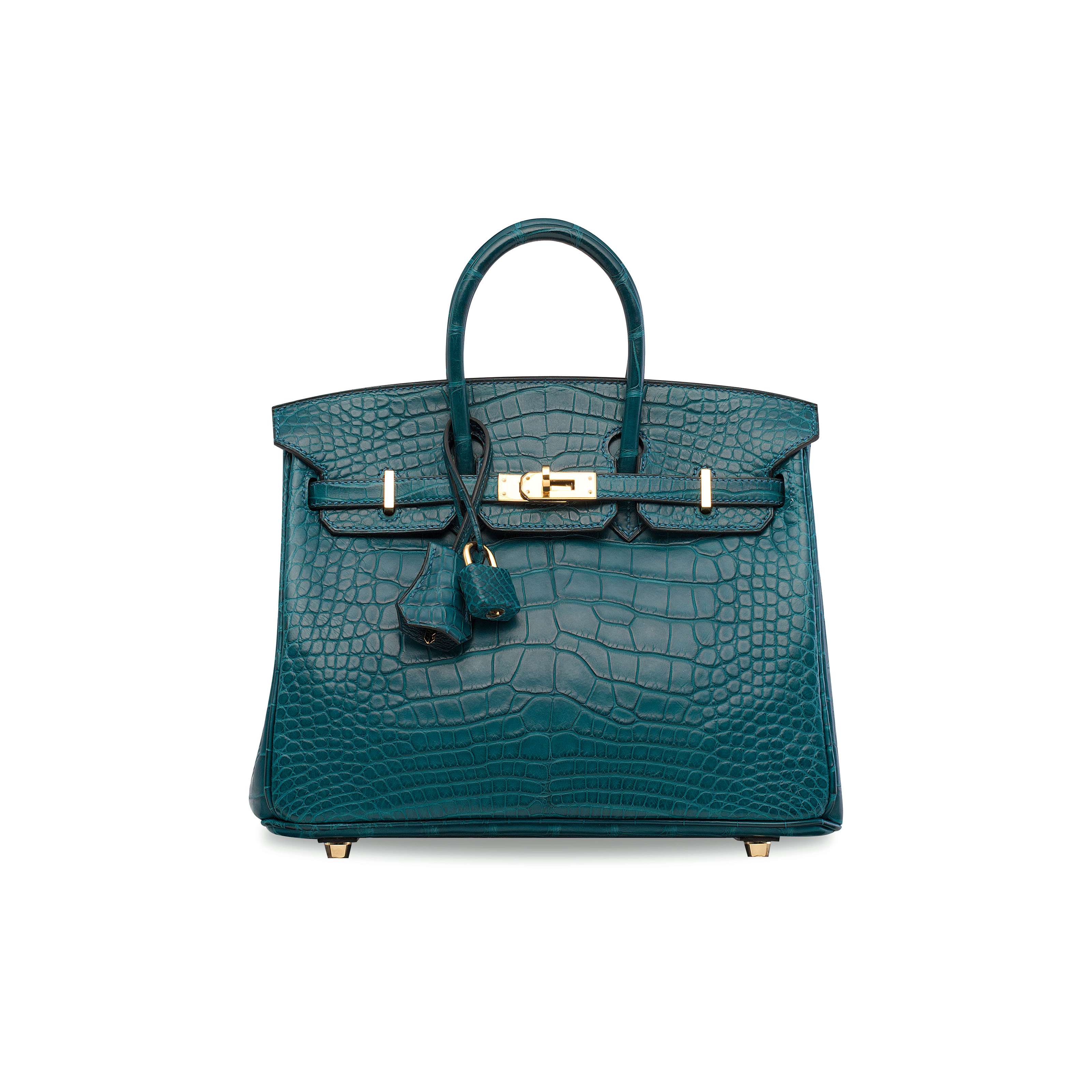 A MATTE BLEU COLVERT ALLIGATOR BIRKIN 25 WITH GOLD HARDWARE , HERMÃS, 2016 | Christie's