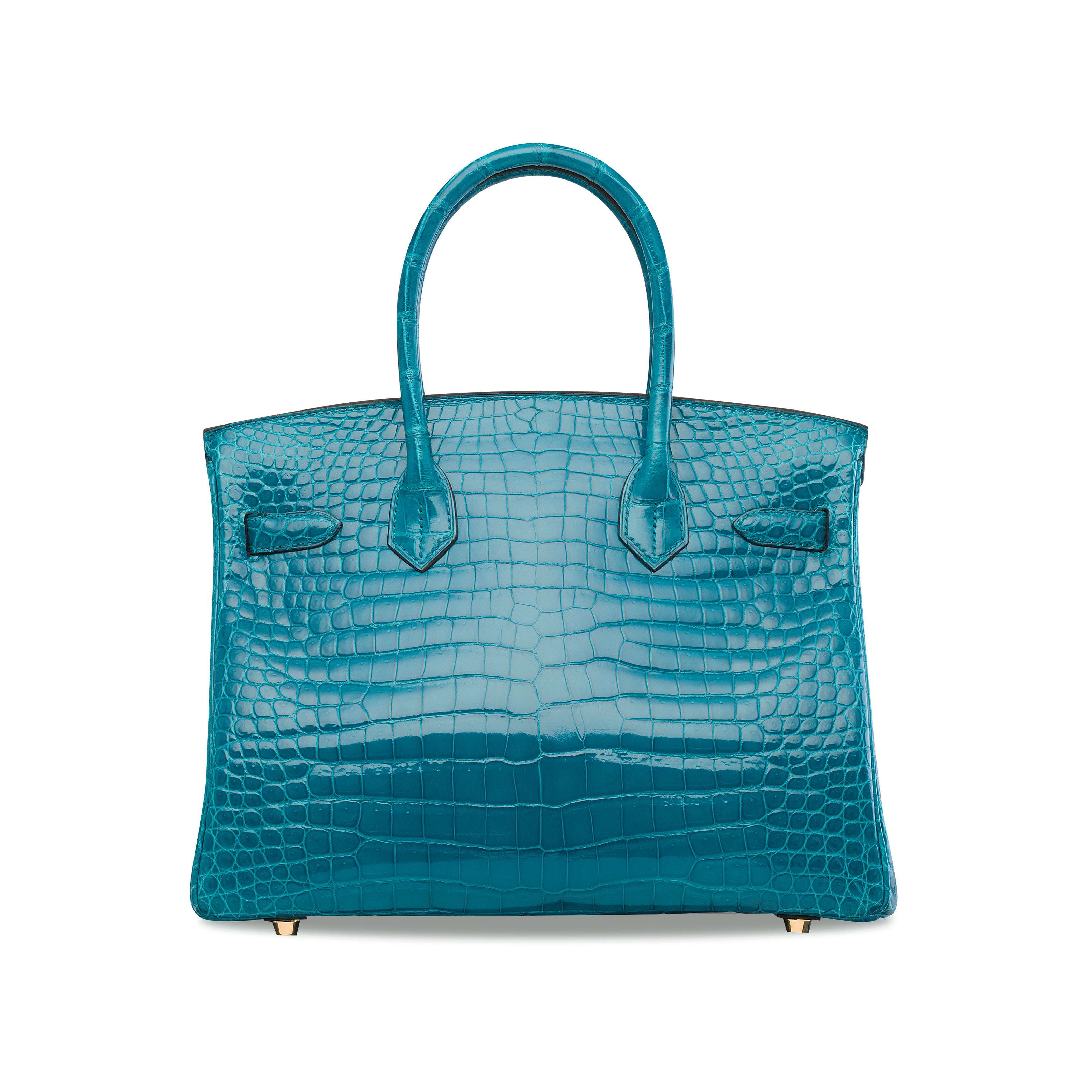 A Shiny Bleu Izmir Porosus Crocodile Birkin 30 With Gold Hardware