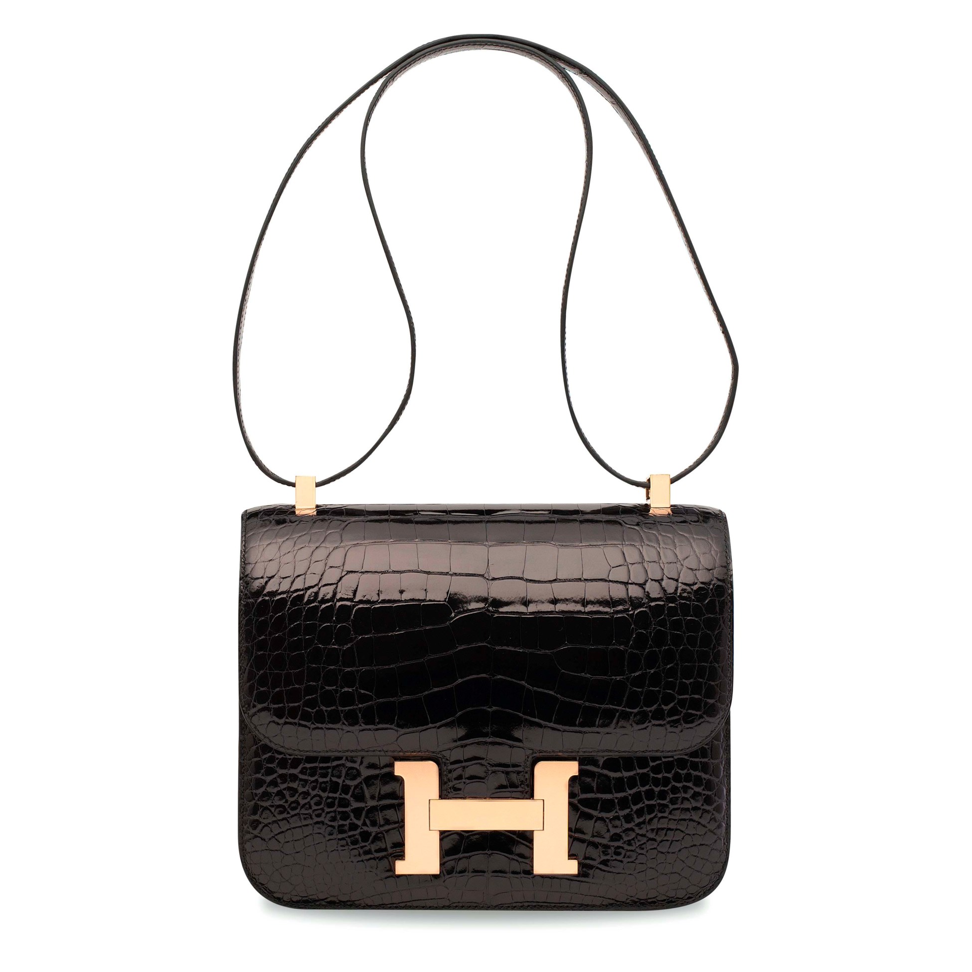 A SHINY BLACK ALLIGATOR CONSTANCE 24 WITH PERMABRASS HARDWARE, HERMÈS, 2018 Christie's
