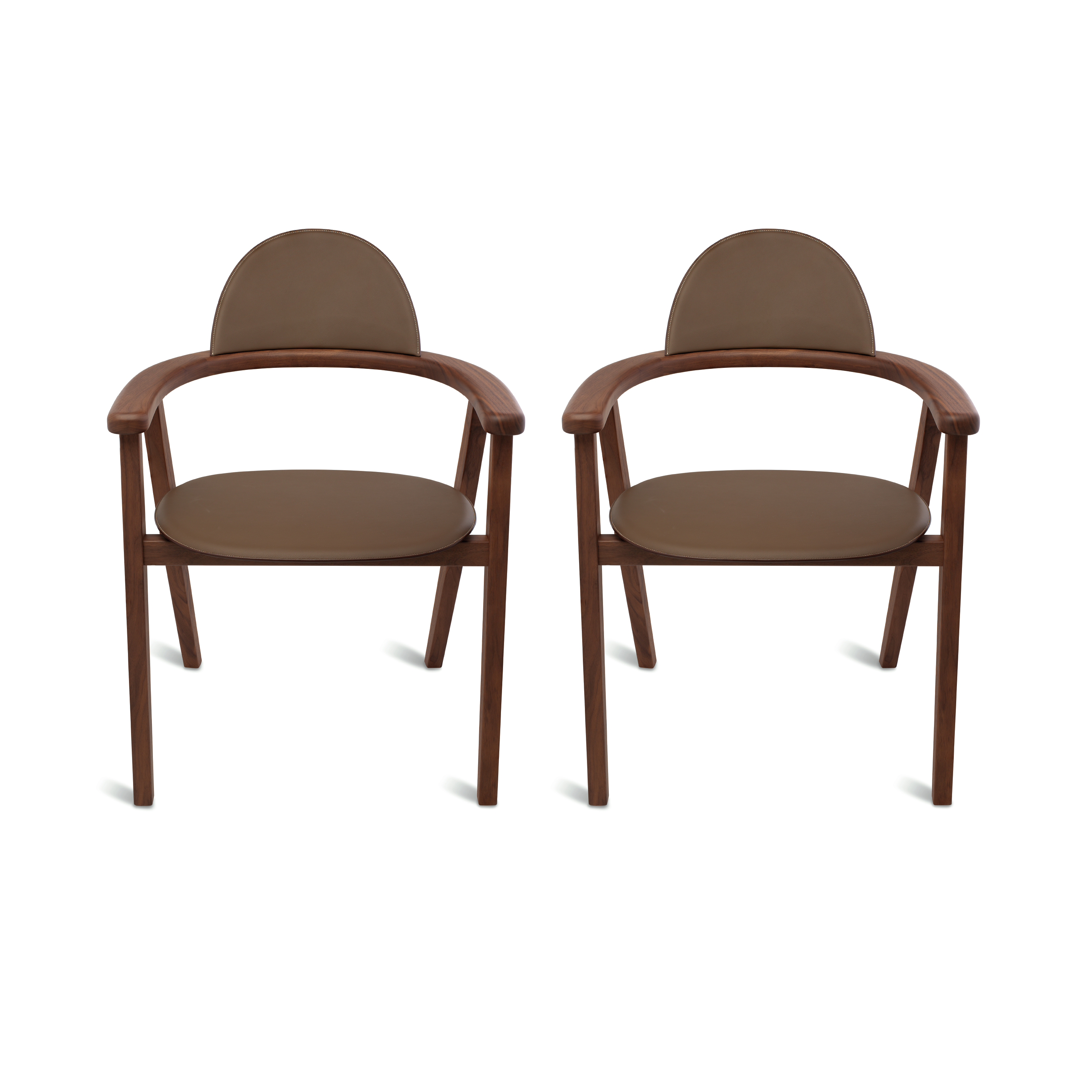 TWO ÉTAIN CLÉMENCE LEATHER WALNUT CANALETTO MÉTIERS CHAIRS, HERMÈS