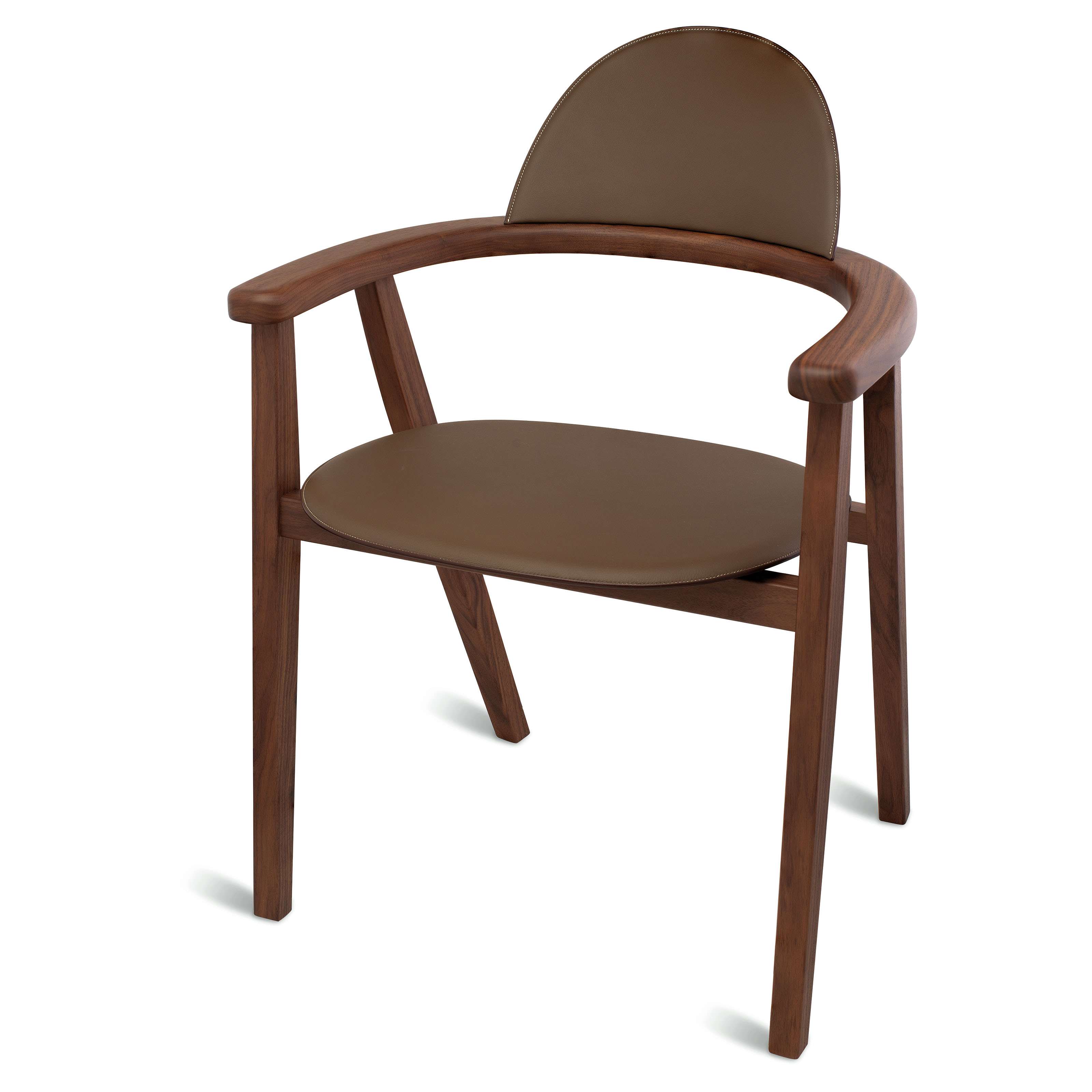 TWO ÉTAIN CLÉMENCE LEATHER WALNUT CANALETTO MÉTIERS CHAIRS, HERMÈS 