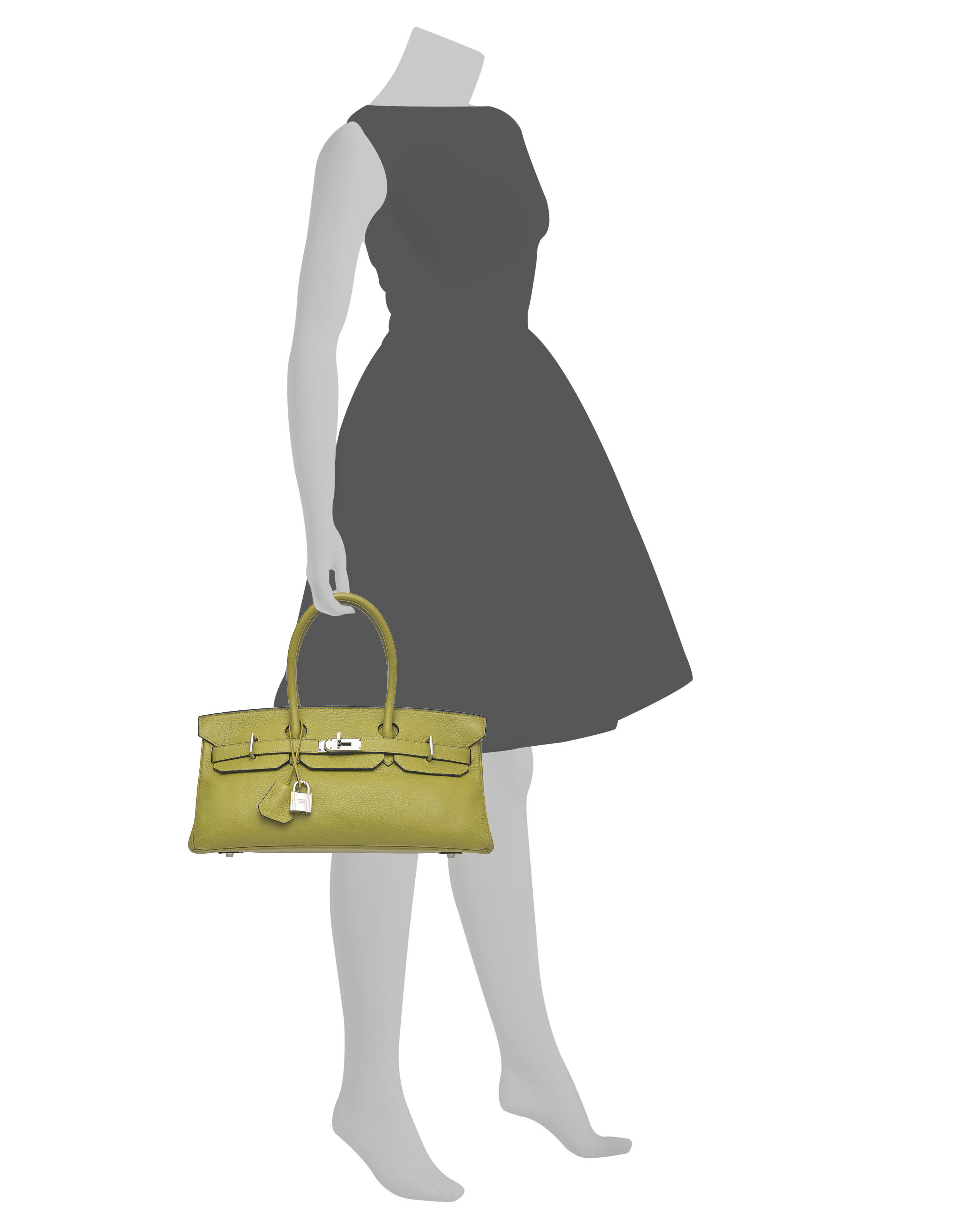 A VERT CHARTREUSE CLÉMENCE LEATHER SHOULDER BIRKIN 42 WITH