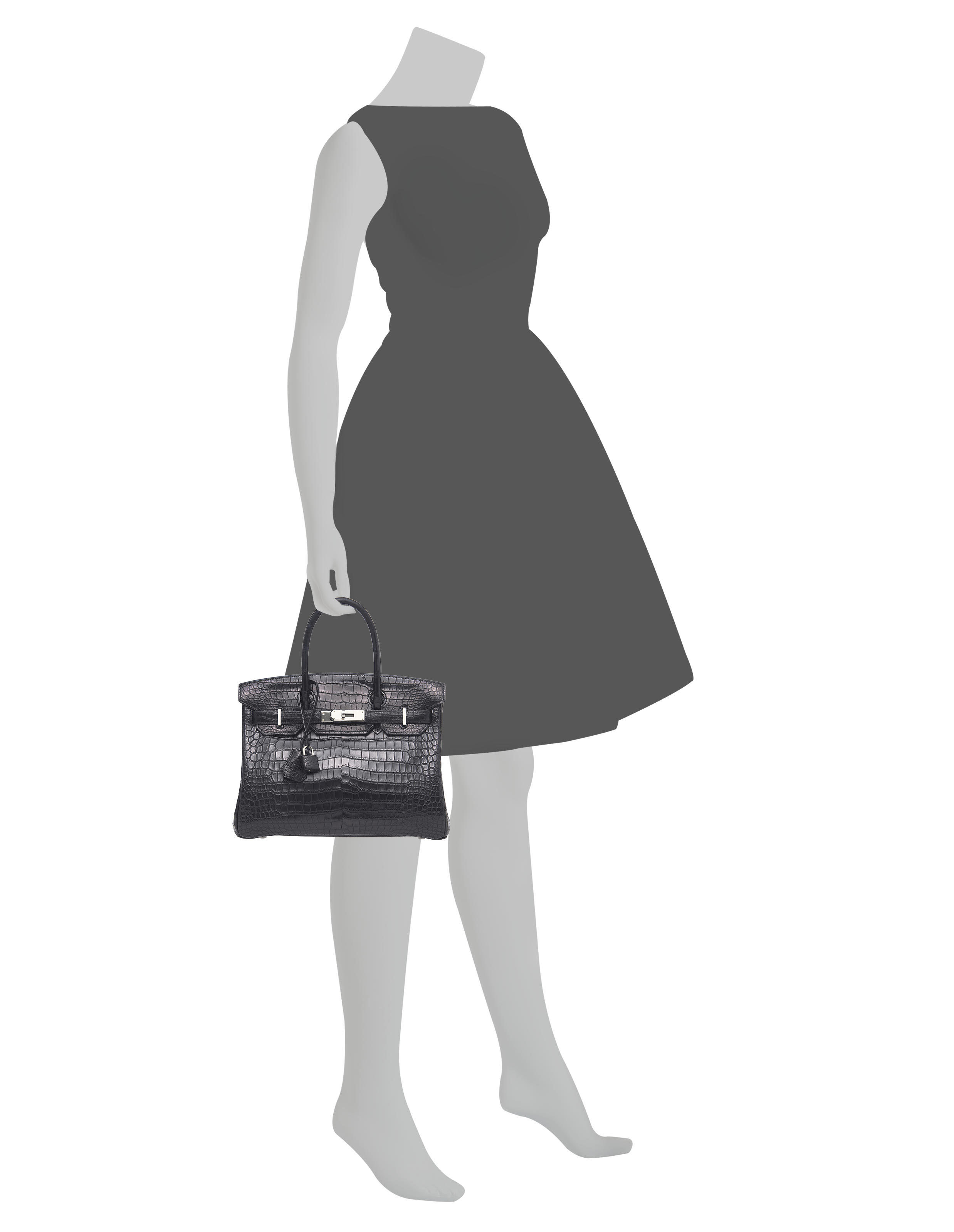 A MATTE BLACK POROSUS CROCODILE BIRKIN 30 WITH PALLADIUM HARDWARE