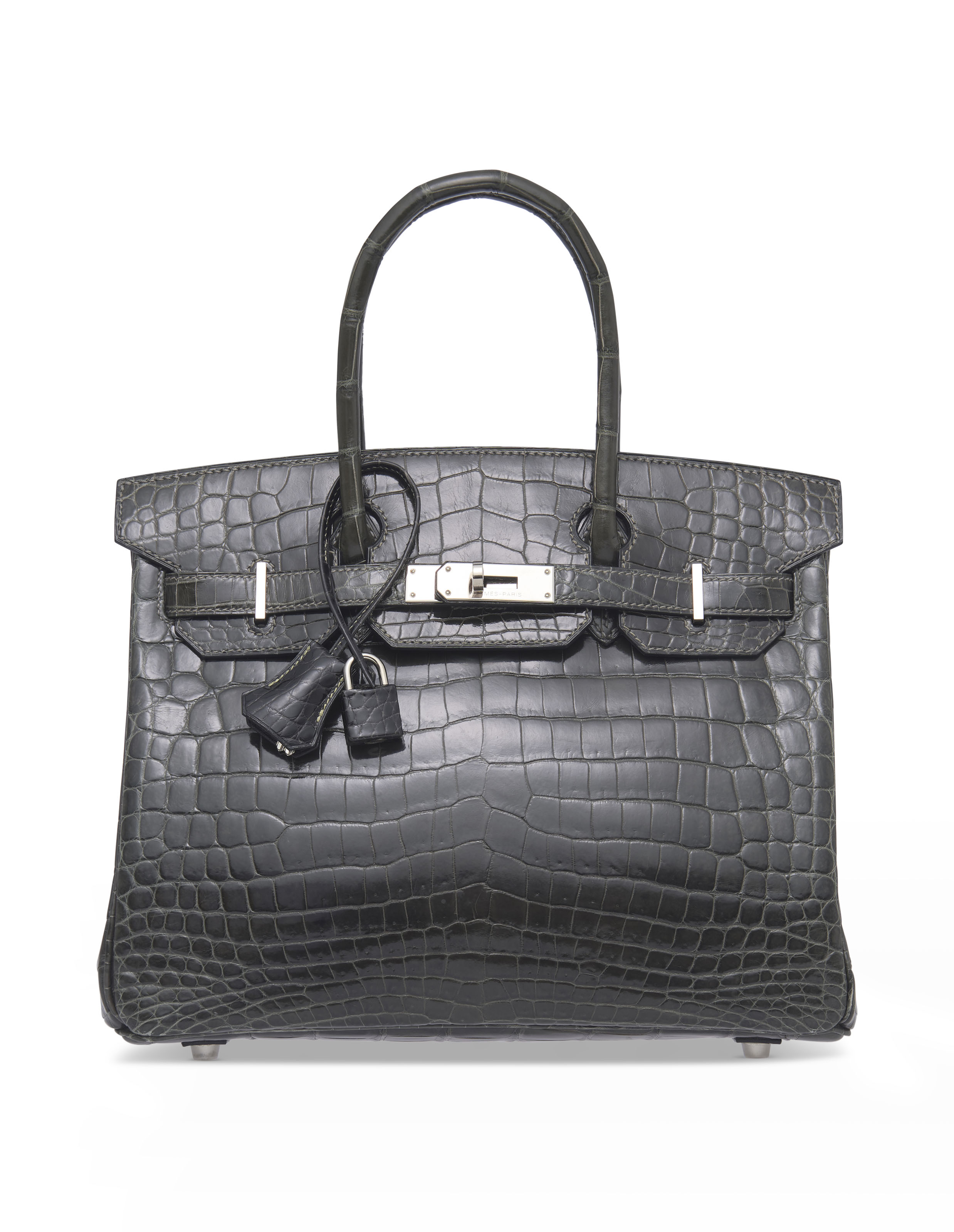 A SHINY GRAPHITE NILOTICUS CROCODILE  BIRKIN  30  WITH 