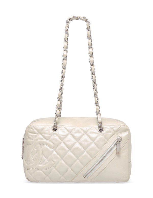 A Pearlised Cream Calfskin Leather Cambon Chain Bowling Bag With Silver Hardware Chanel 06 08 Christie S