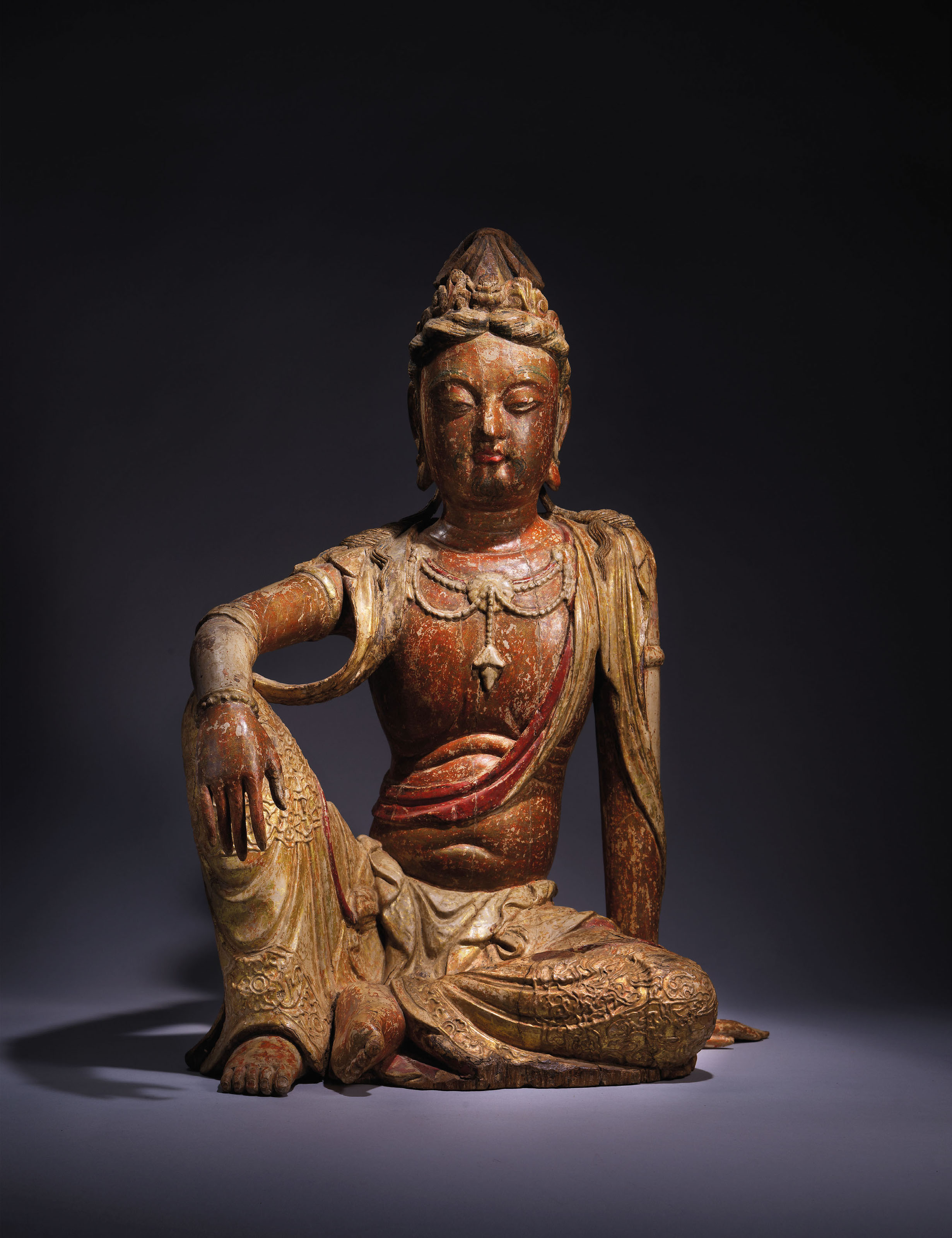 2"Curio China Bronze Kwan-yin Boddhisattva Guan Yin Small Statue Pendant 35g渡海观音 