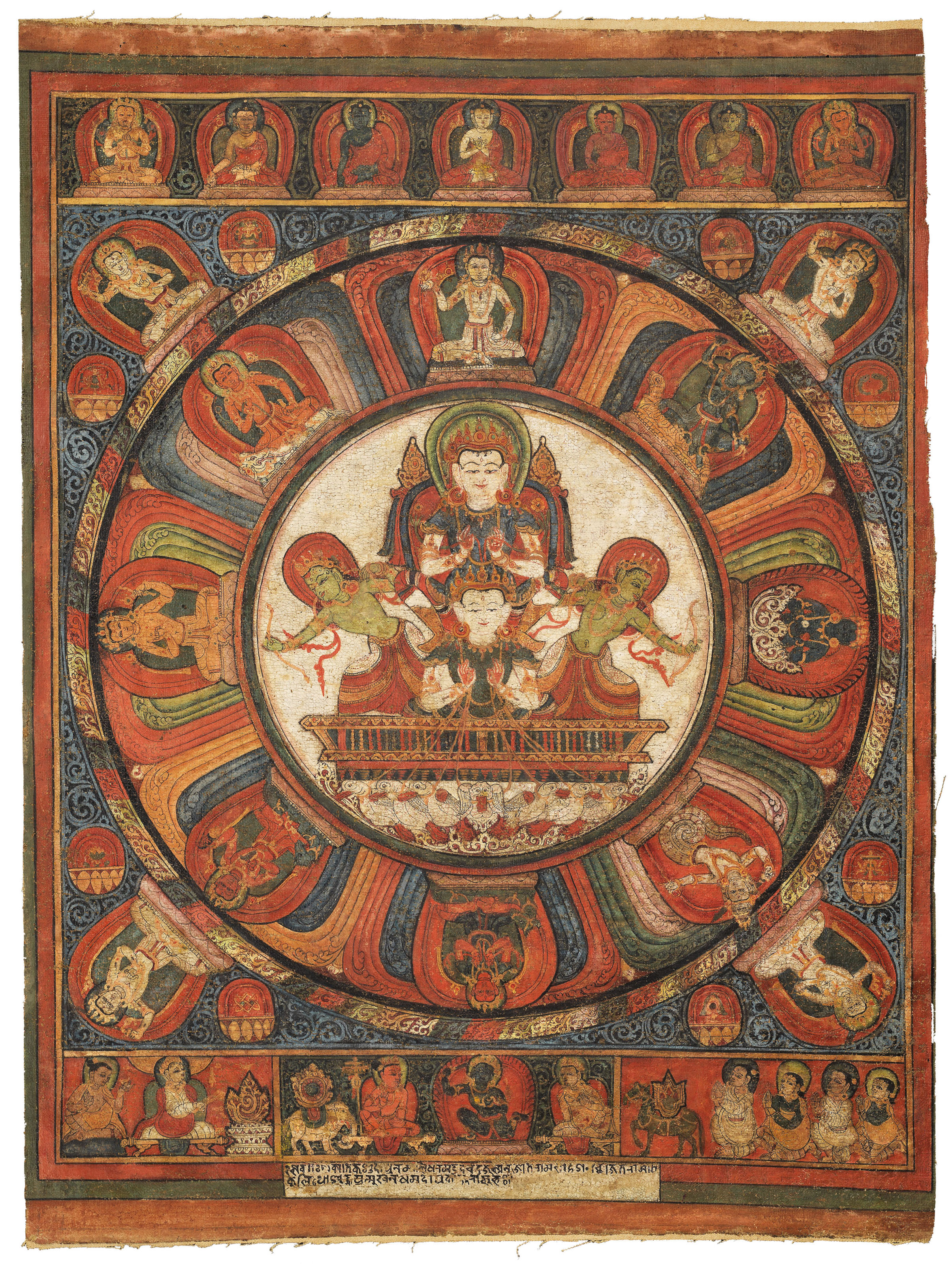 A THANGKA OF THE MANDALA OF MOONGOD CHANDRA , NEPAL, INSCRIBED KARTIK