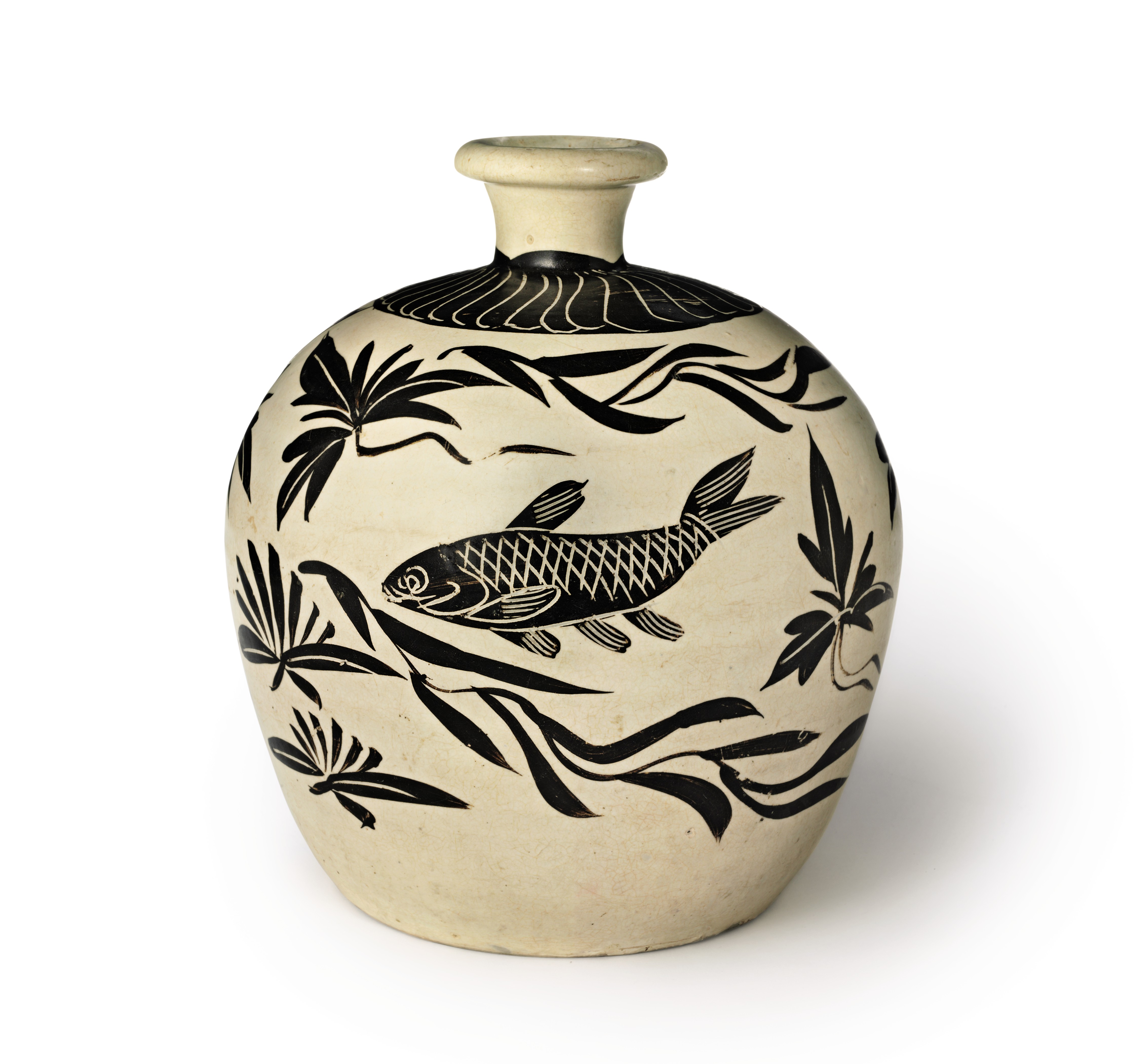 A Very Rare And Important Painted Cizhou Fish Truncated Meiping Northern Song Jin Dynasty 960 1234 12th Century All Other Categories Of Objects Christie S
