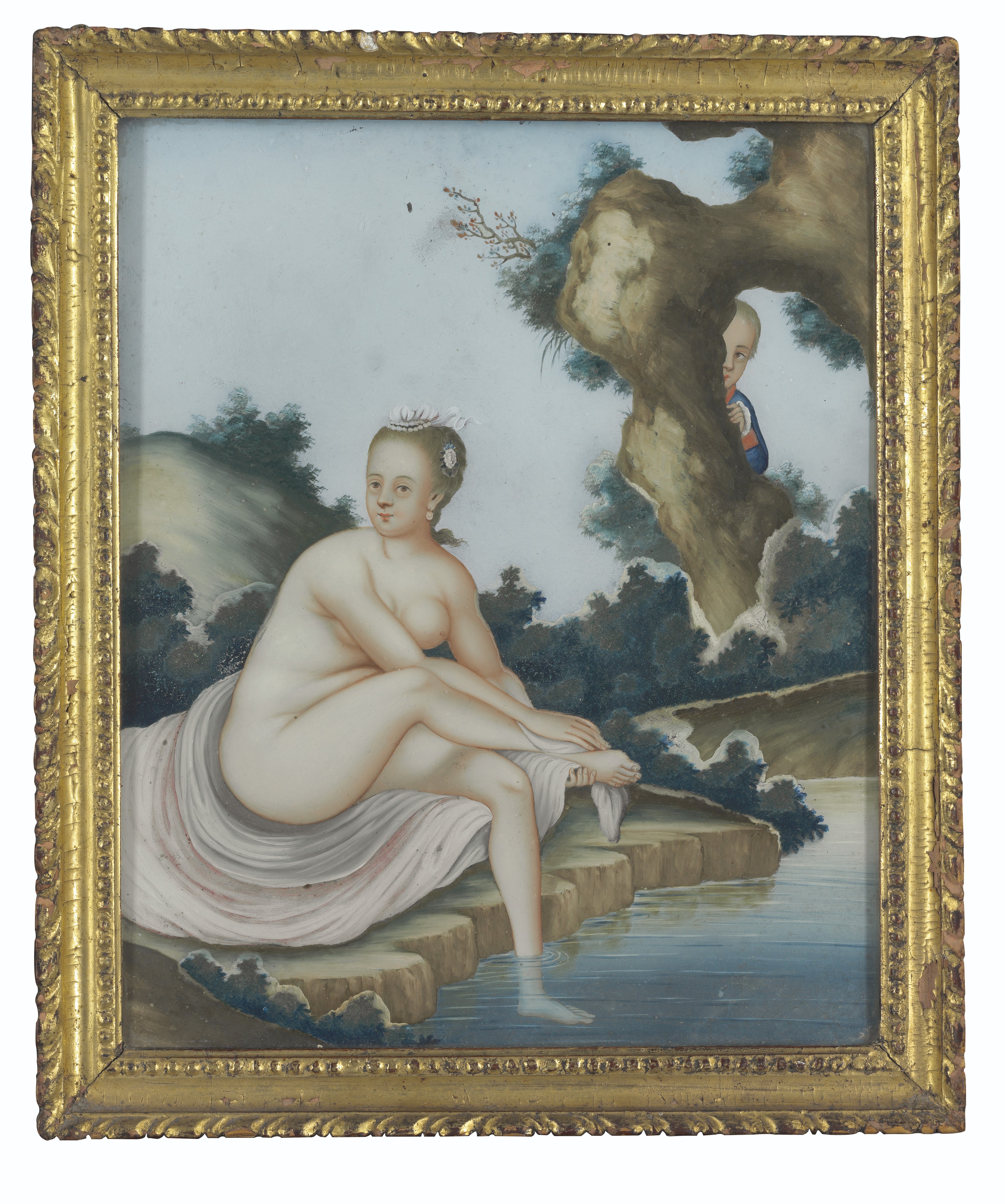 A Pair Of Peeping Tom Reverse Painted Glass Pictures Qianlong