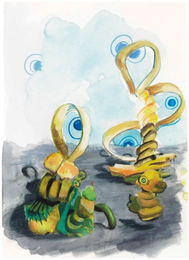 Laura Owens (b. 1970), Untitled, executed in 2005. 14⅛ x 10¼  in (35.9 x 26  cm). Estimate $12,000-18,000. This lot is offered in Post-War and Contemporary Art on 1 March 2018  at Christie’s in New York