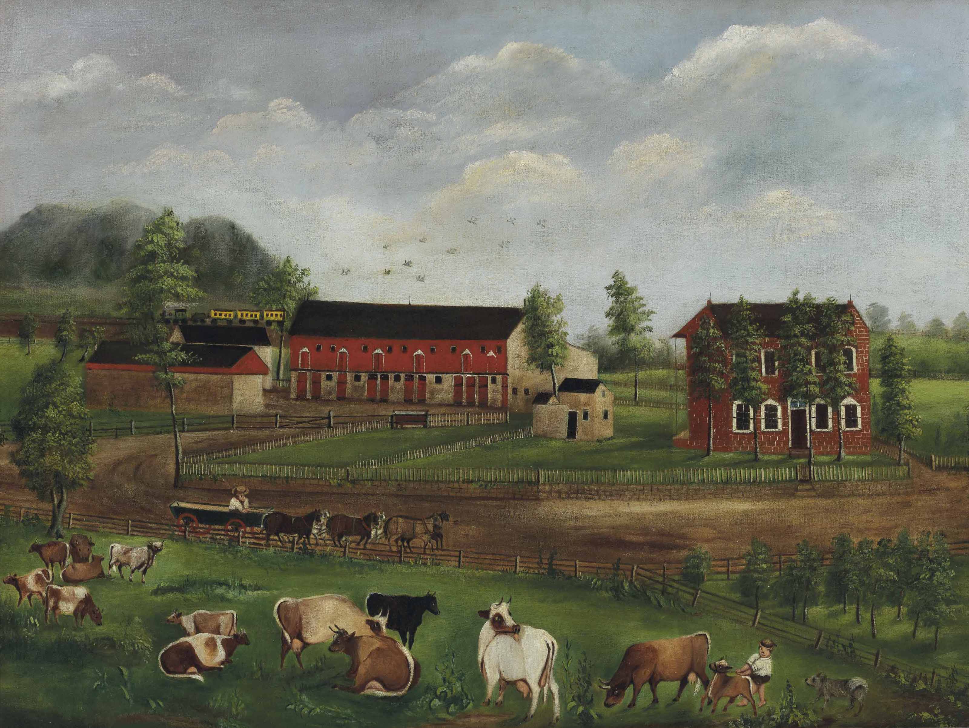 American School 19th Century Pennsylvania Farm Scene Christie S