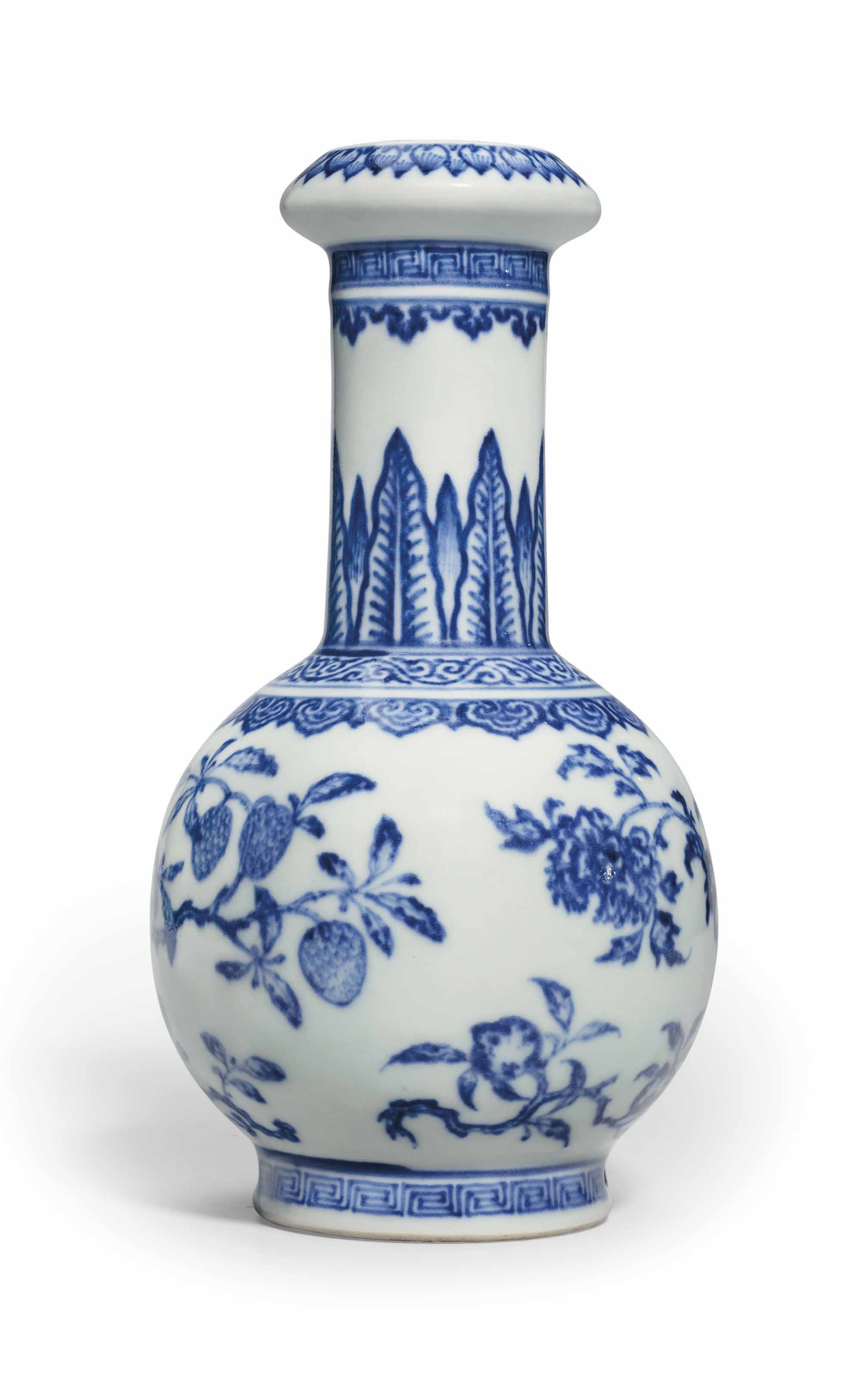 an unusual small blue and white vase detailsx