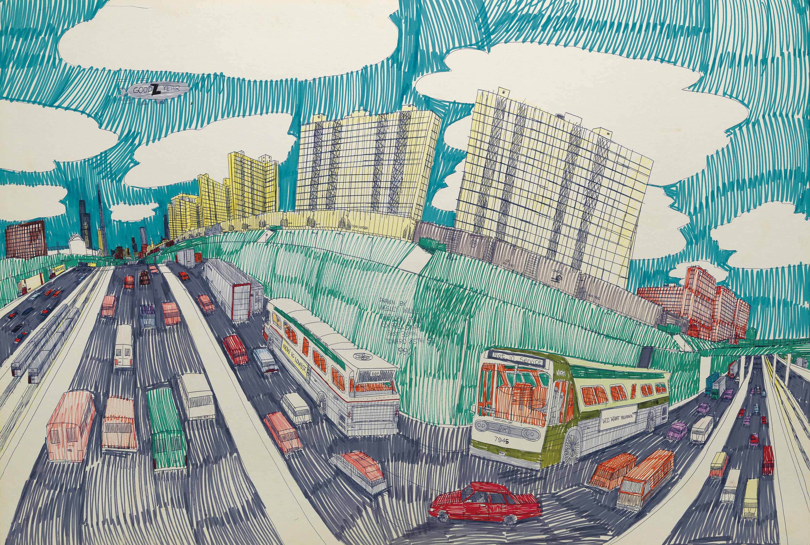 Wesley Willis (1963-2003) , The Dan Ryan Expressway, 1992 | Christie's