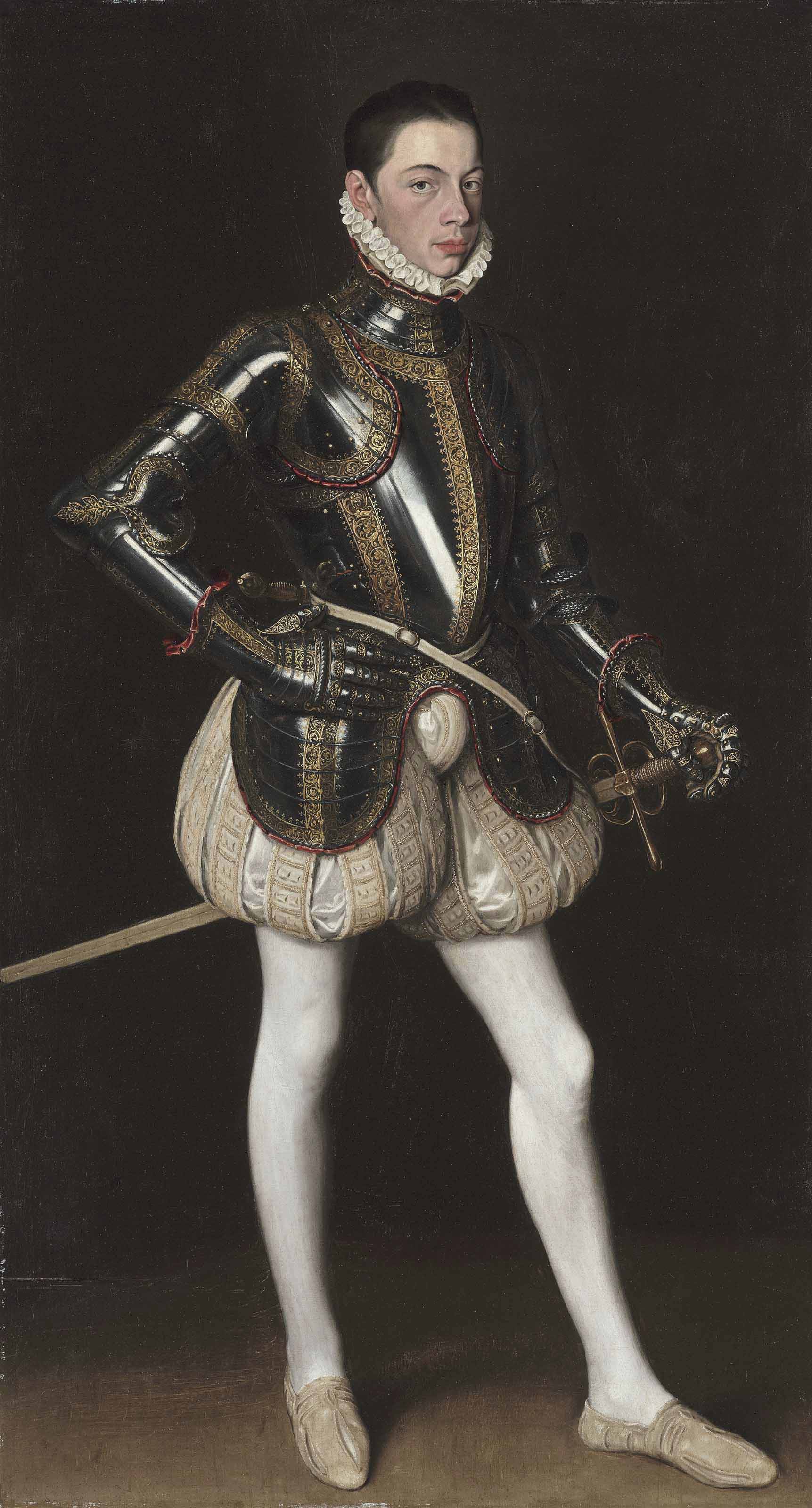 Anthonis Mor (Utrecht 1516/20-1576? Antwerp) and Alonso Sánchez Coello (Benifairó del Valls, Valencia, 1531/2-1588 Madrid), Alessandro Farnese in Armor. 68⅞ x 39⅜ in (175 x 100 cm). Estimate: $2,500,000-3,500,000. This lot is offered in Old Masters Part I on 19 April at Christie’s in New York
