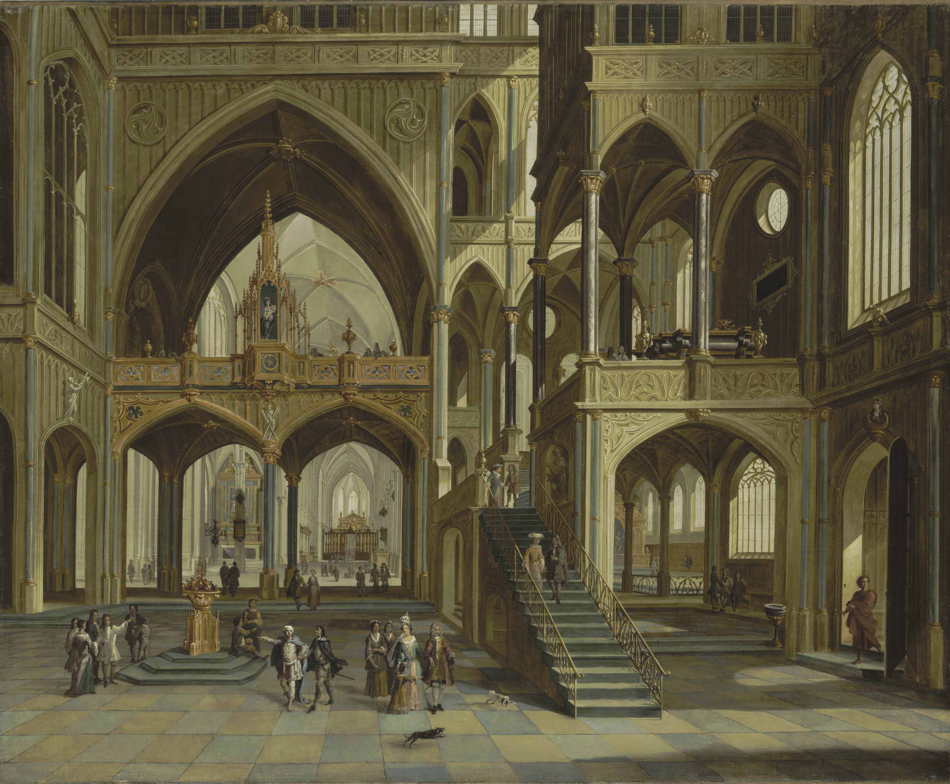 Flemish School 18th Century A Church Interior Christie S