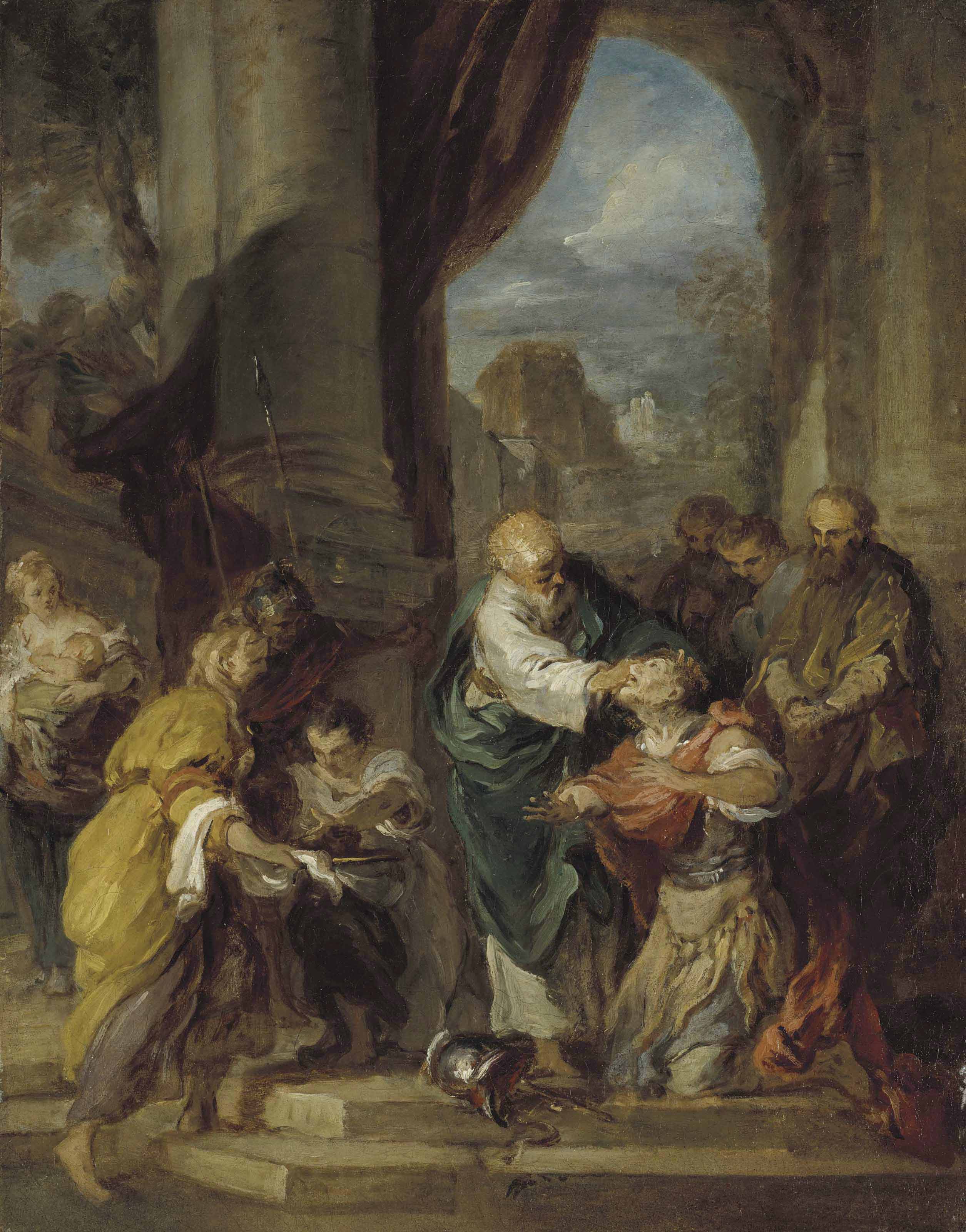 François Lemoyne (Paris 16881737) , Ananias restoring the sight of