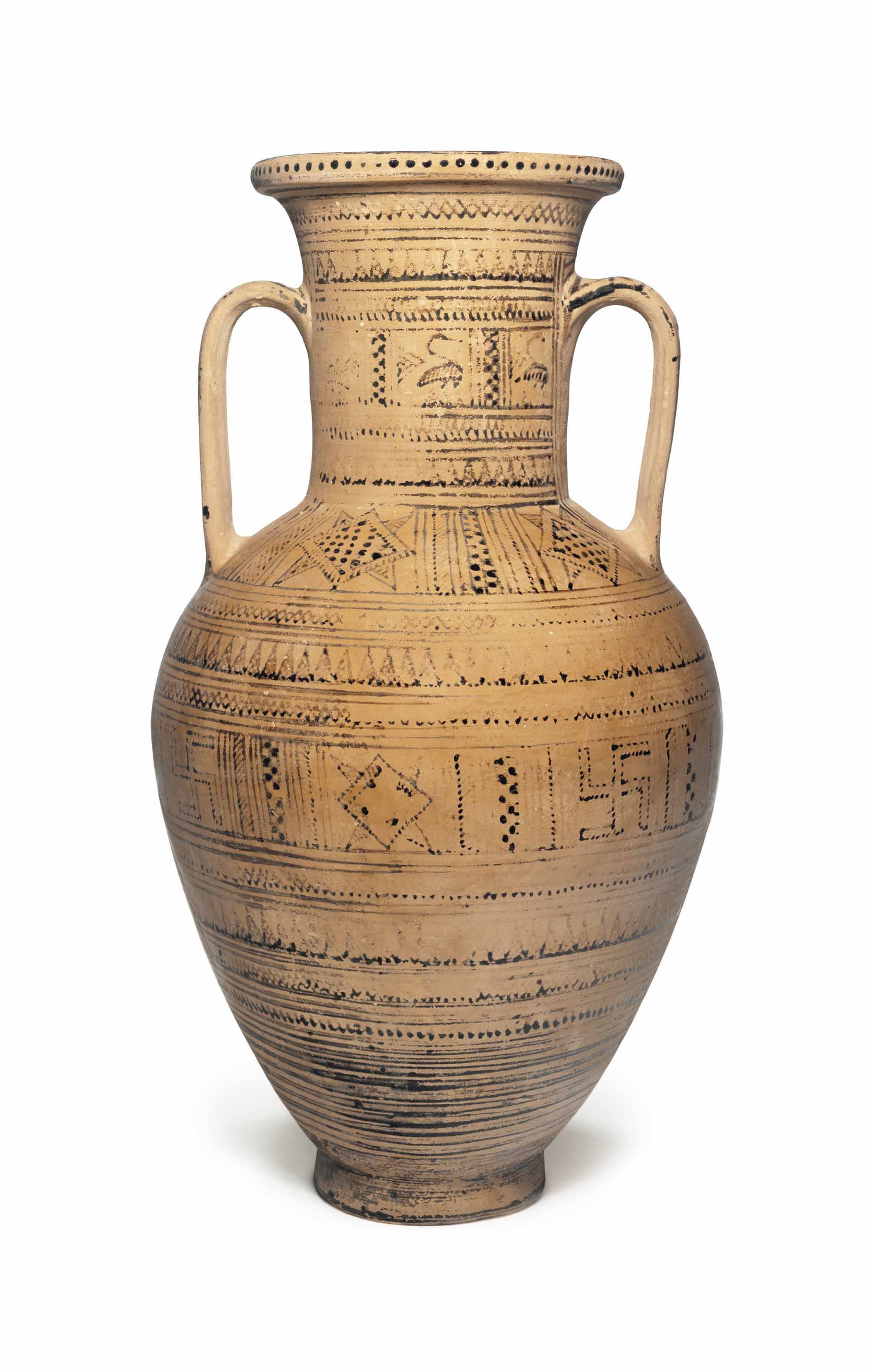An Attic Pottery Amphora Geometric Period Circa 725 700 B C