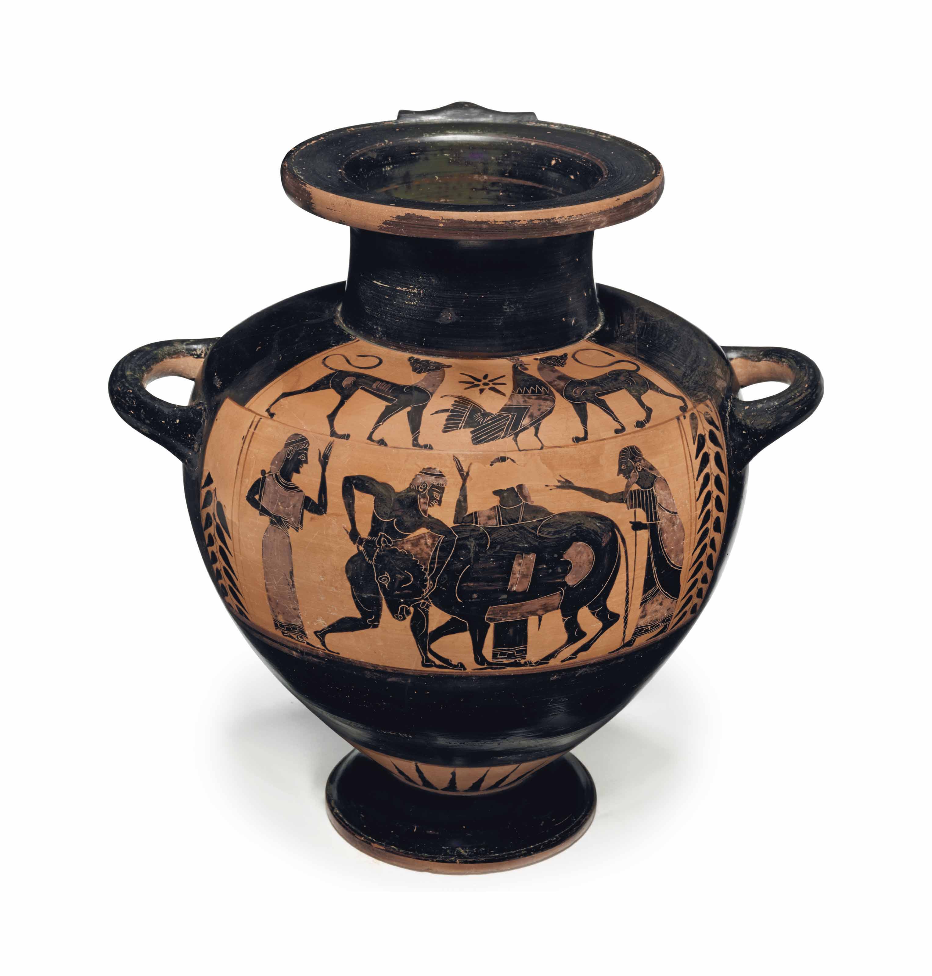 AN ATTIC BLACKFIGURED HYDRIA
