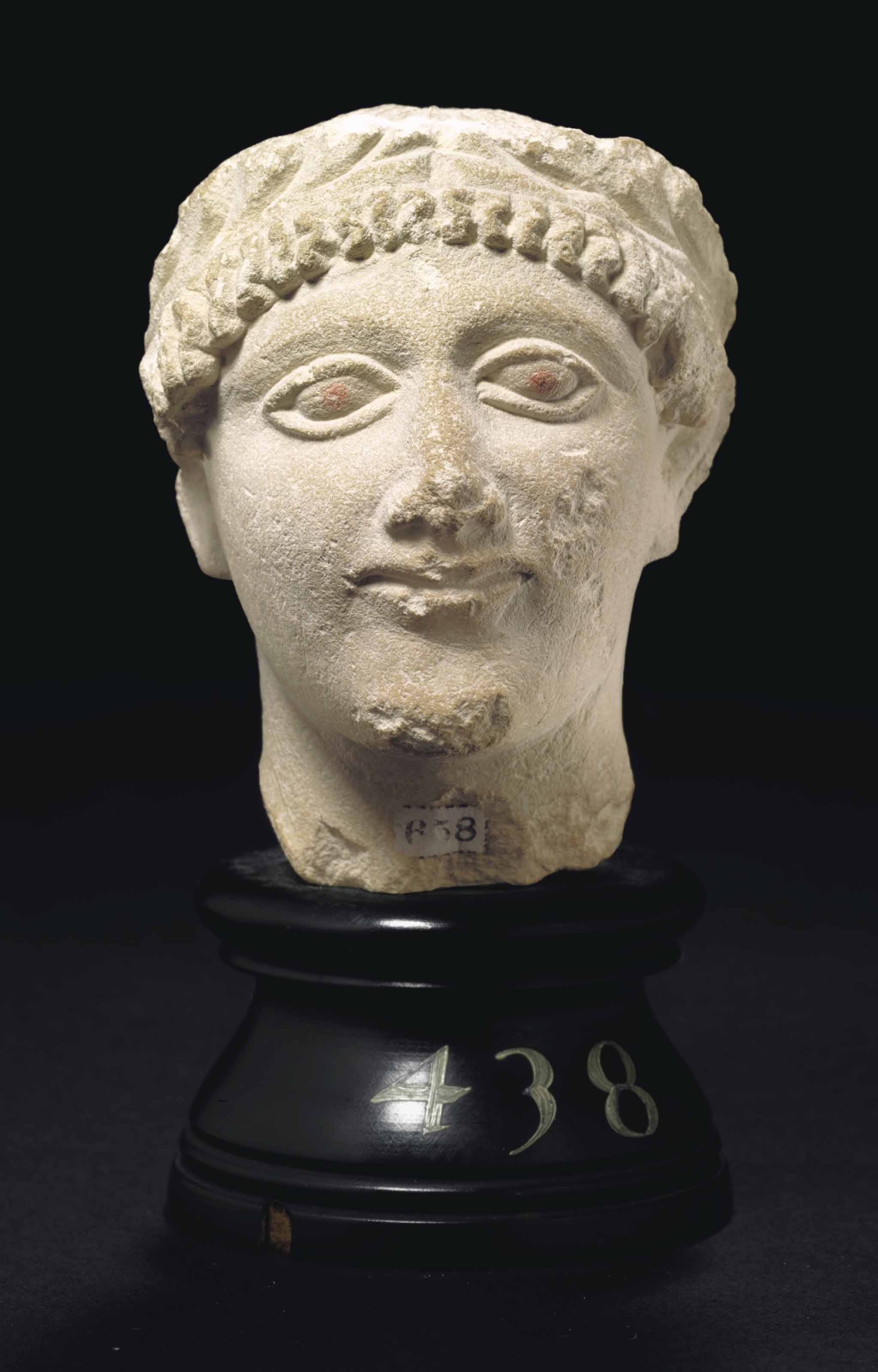 A Cypriot Limestone Head Of A Male Votary Circa Early To - 