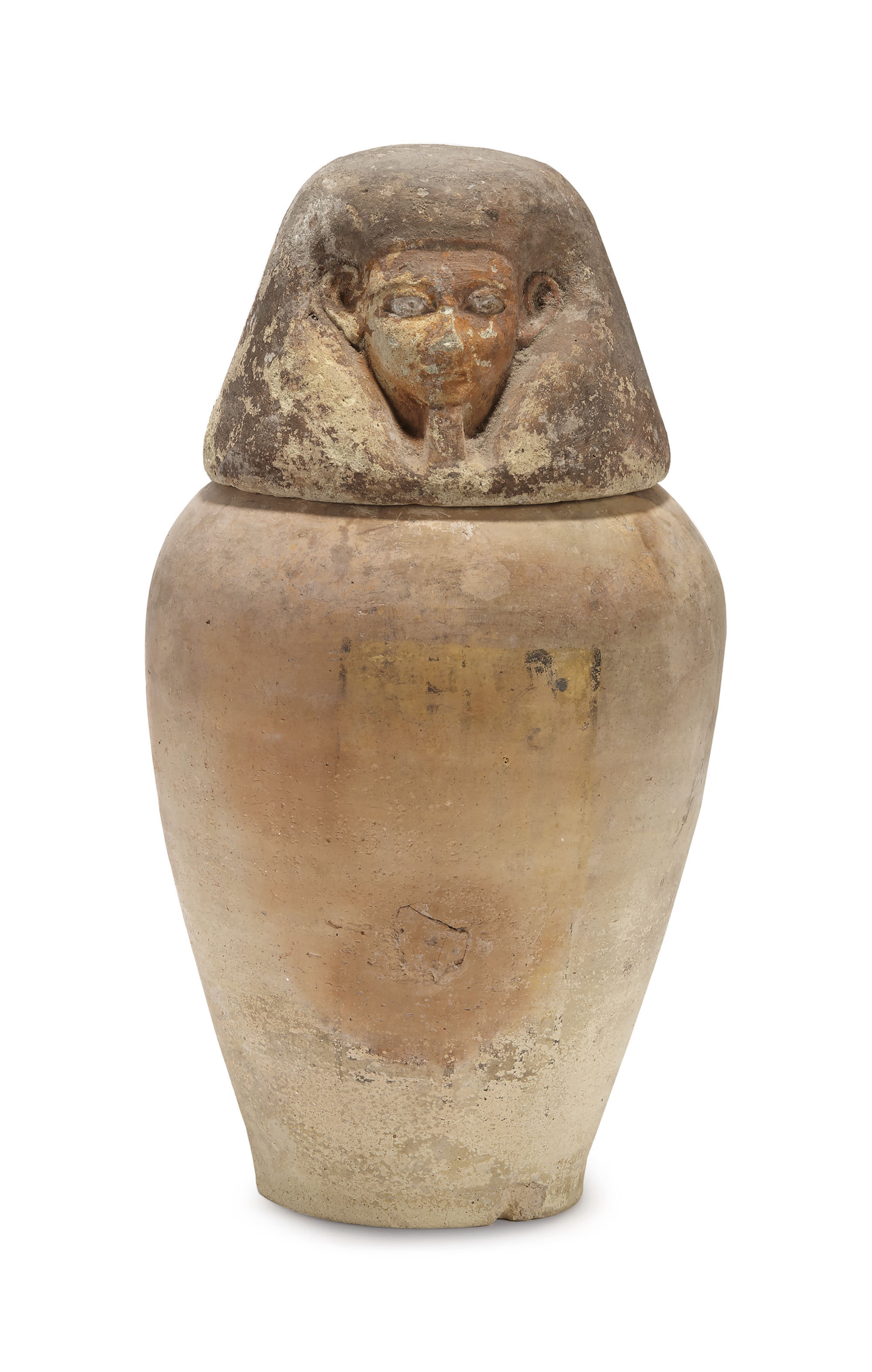 AN EGYPTIAN TERRACOTTA CANOPIC JAR FOR MENENA , NEW KINGDOM, 18TH
