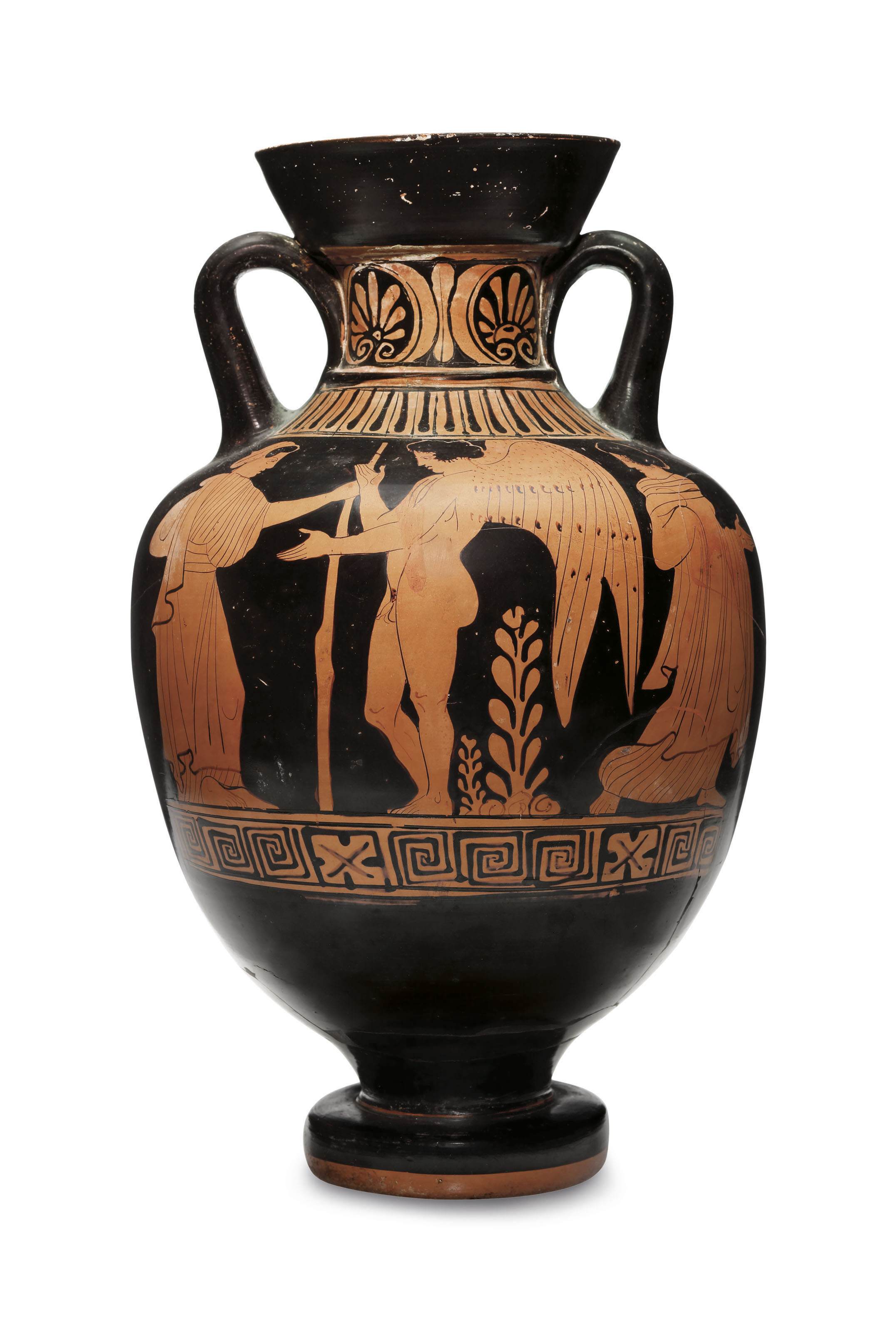 A Lucanian Red Figured Amphora Of Panathenaic Shape Attributed