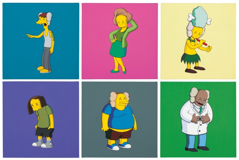 KAWS (b. 1974), KIMPSONS, painted in 2005. Sold for $516,500 on 27 September 2018 at Christie’s in New York. Artwork © KAWS