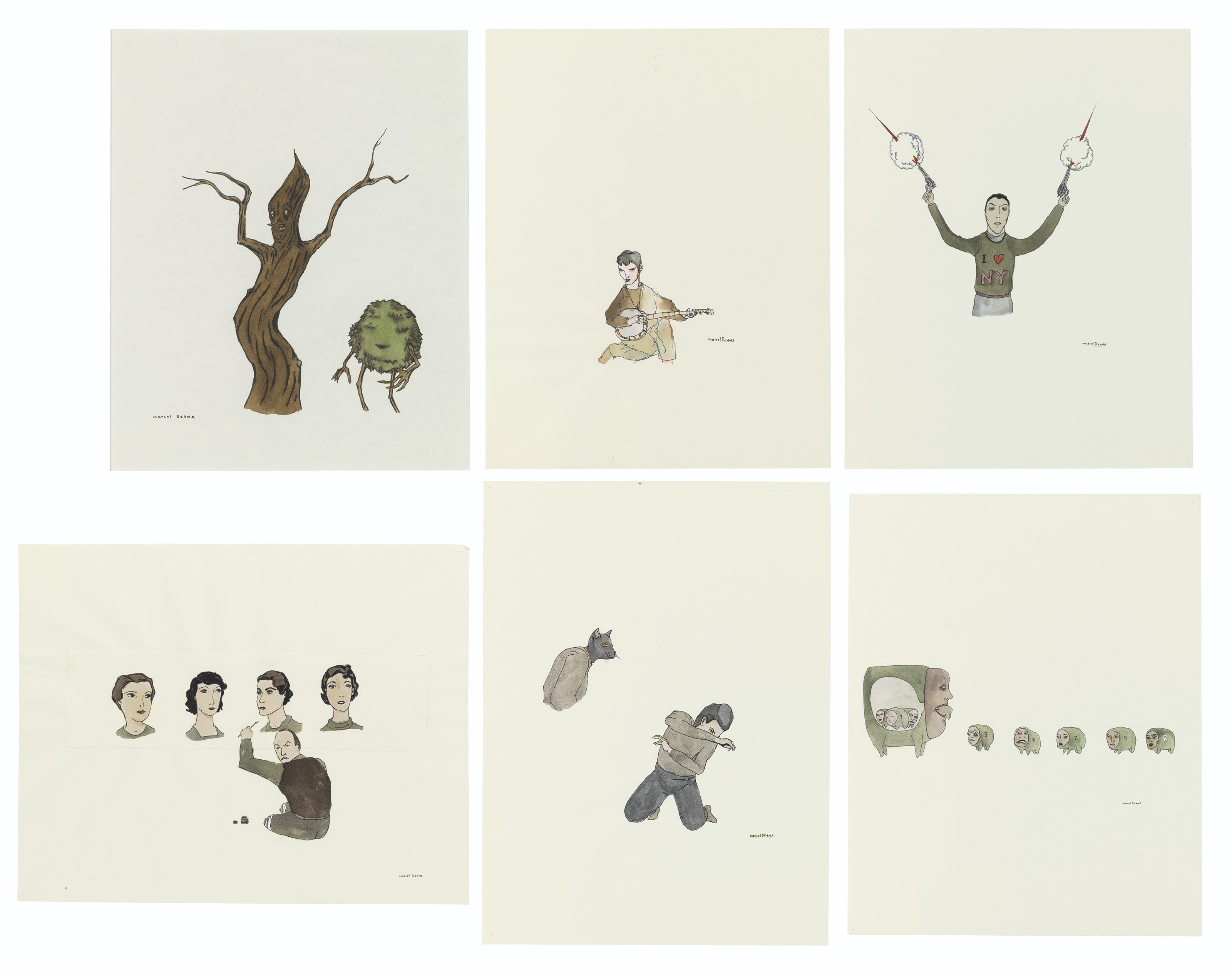 MARCEL DZAMA (B. 1974), Untitled (Six Works) | Christie’s