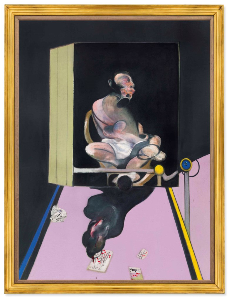 Also from Magnus Konow’s collection, Francis Bacon (1909-1992), Study for Portrait, painted in 1977. 78 x 58⅛  in (198.2 x 147.7  cm). Sold for $49,812,500 on 17 May 2018 at Christie’s in New York © The Estate of Francis Bacon. All rights reserved. DACS 2018