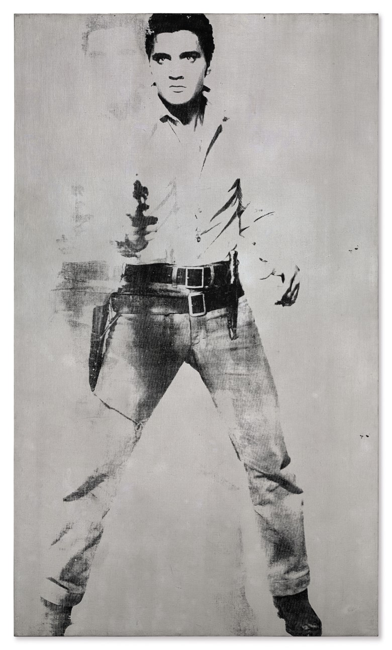 Andy Warhol (1928-1987), Double Elvis [FerusType], 1963. Silkscreen ink and spray paint on linen. 81¾ x 48 in (207.6 x 121.9 cm). Sold for $37,000,000 in the Post-War and Contemporary Art Evening Sale on 17 May at Christie’s in New York. Artwork © 2018 The Andy Warhol Foundation for the Visual Arts, Inc.  Licensed by Artists Rights Society (ARS)