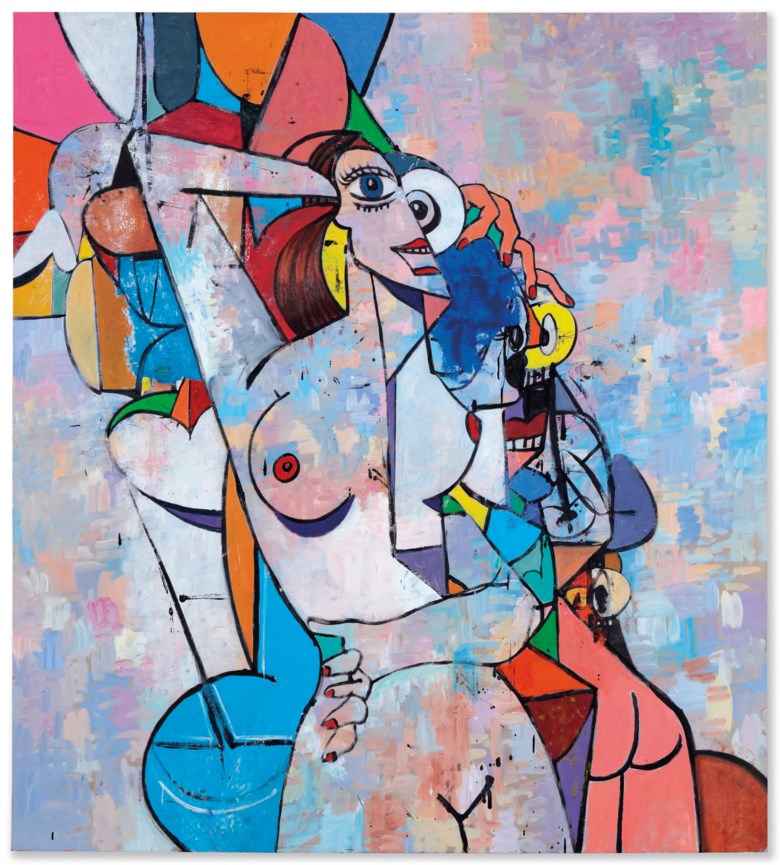 George Condo (b. 1957), Nude and Forms, 2014. Oil on canvas. 80 x 72 in (203.2 x 183 cm). Sold for $6,162,500 on 17 May 2018 at Christie’s in New York. © ARS, NY and DACS, London 2018