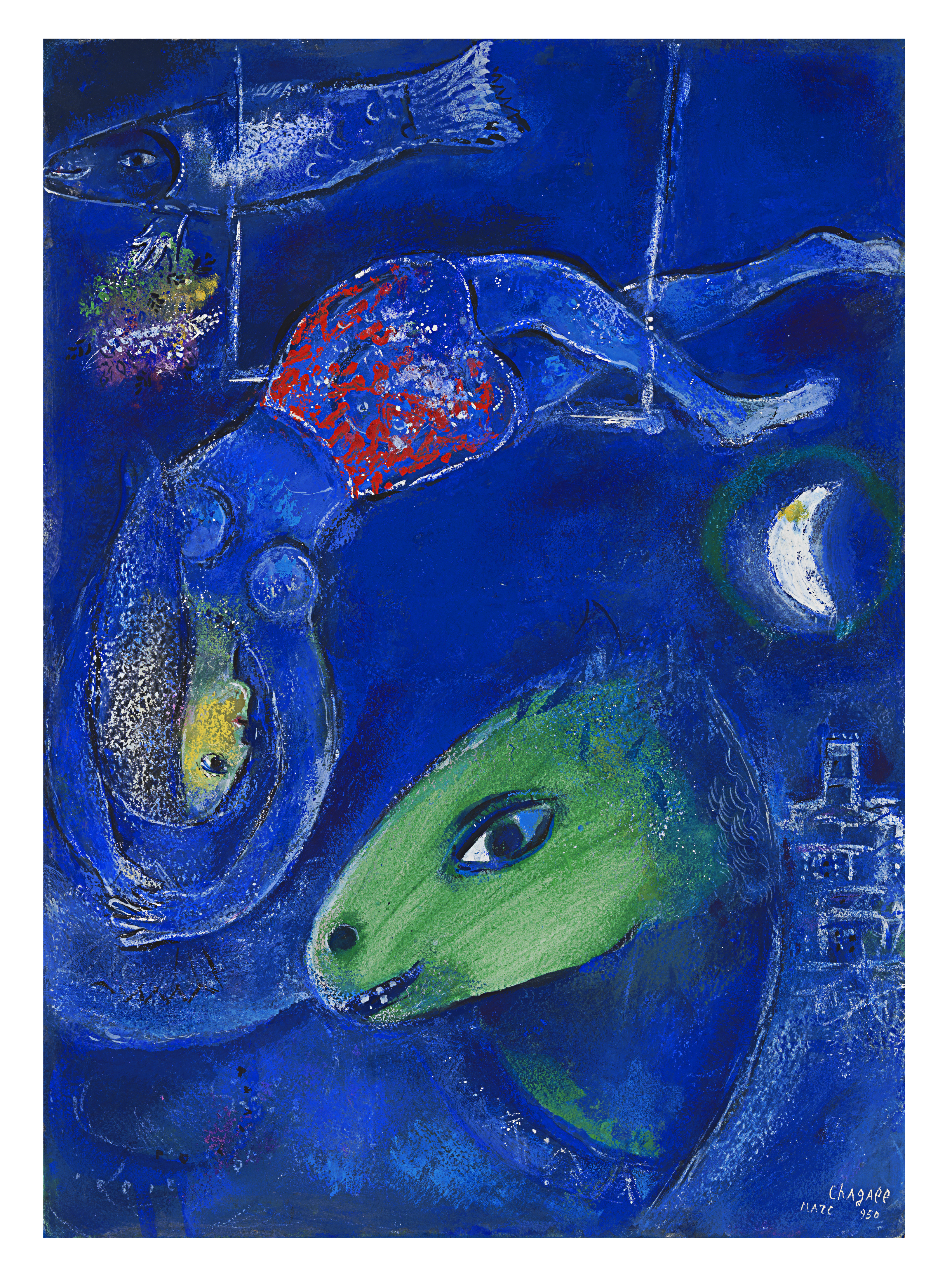 Marc Chagall 1887 1985 Etude Pour Le Cirque Bleu Ou Acrobate A