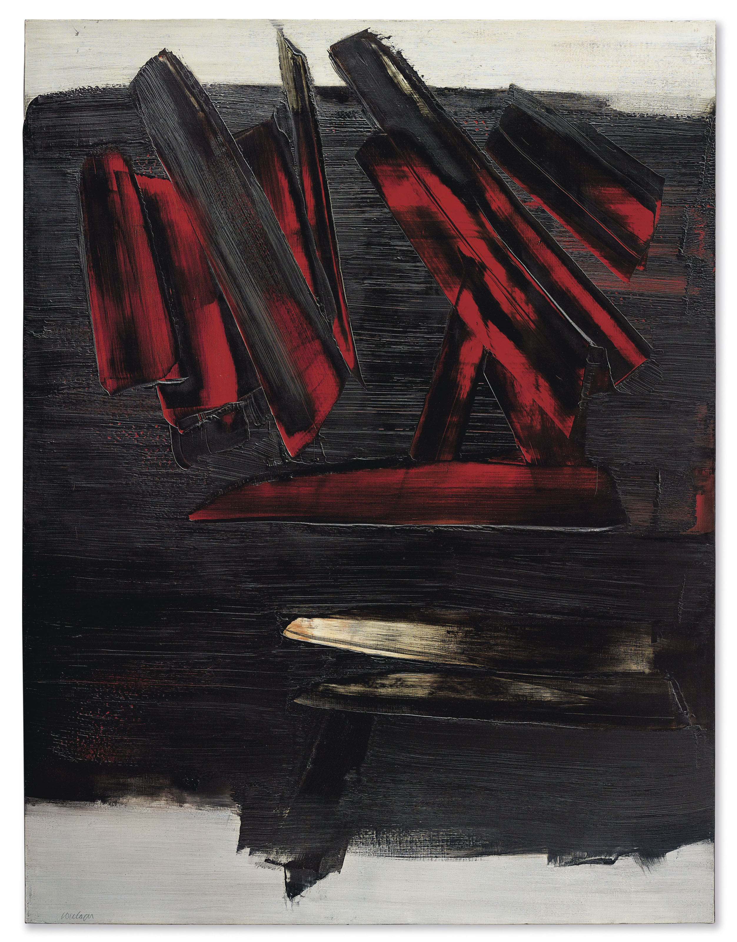 Pierre Soulages (1919-2022), Peinture 186 x 143 cm, 23 d&eacute;cembre 1959, painted on 23 December 1959. 73&frac14; x 56&frac14; in (186 x 143 cm). Sold for $10,600,000 on 15 November 2018 at Christie&rsquo;s in New York. &copy; Pierre Soulages, DACS 2022